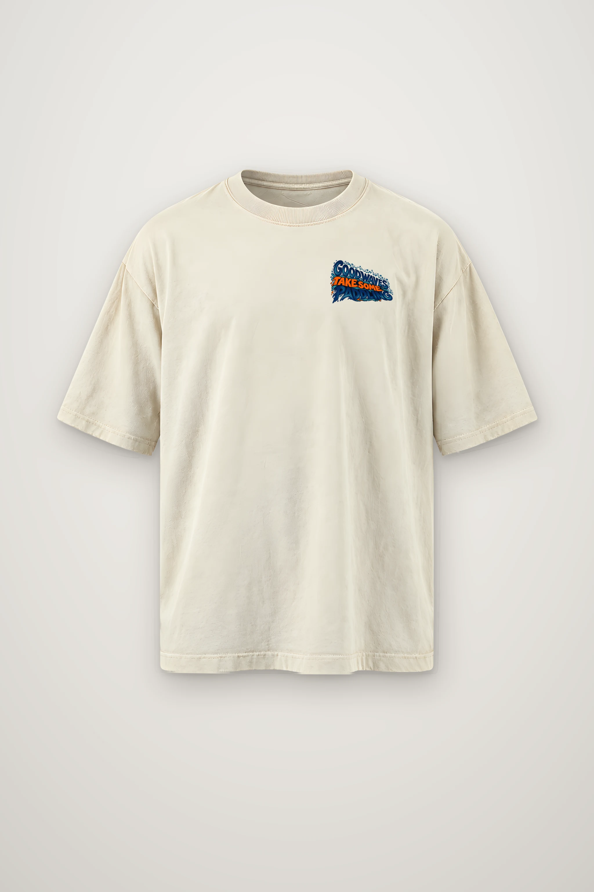 "Good Waves Take Some Paddling" Men's Oversized Heavyweight Crewneck T-Shirt