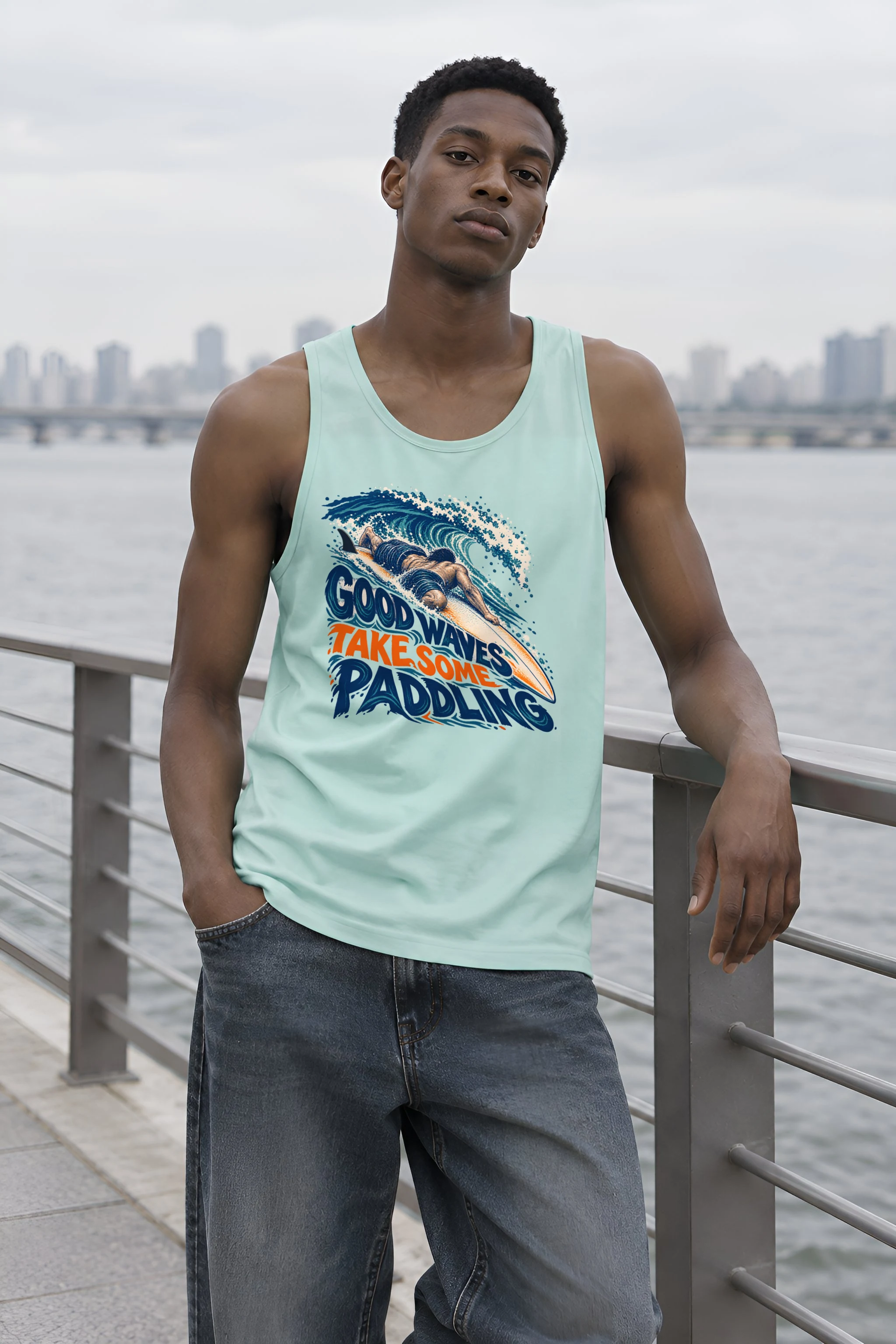 "Good Waves Take Some Paddling" Unisex Jersey Tank