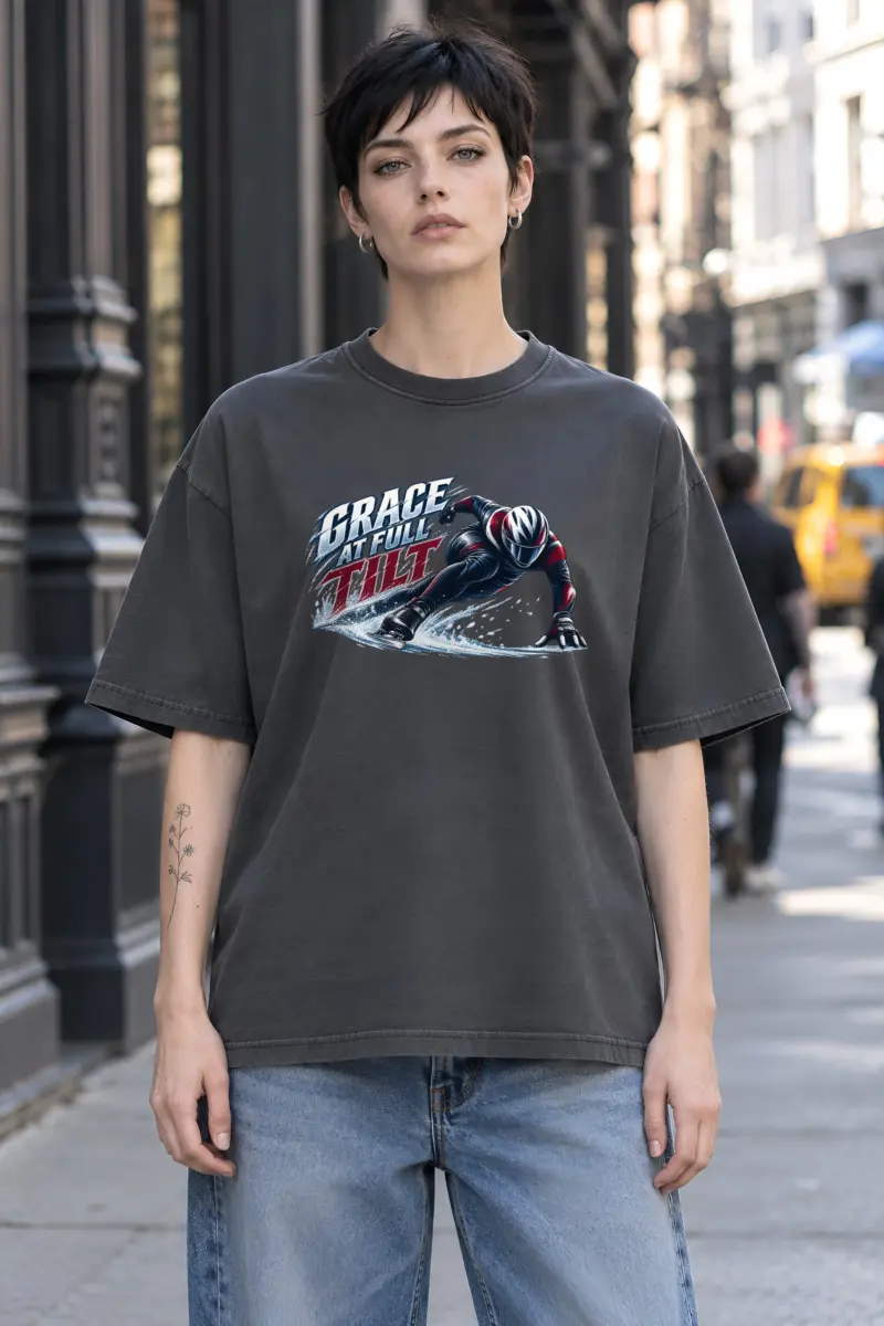 "Grace at Full Tilt" Unisex Oversized Heavyweight Crewneck T-Shirt