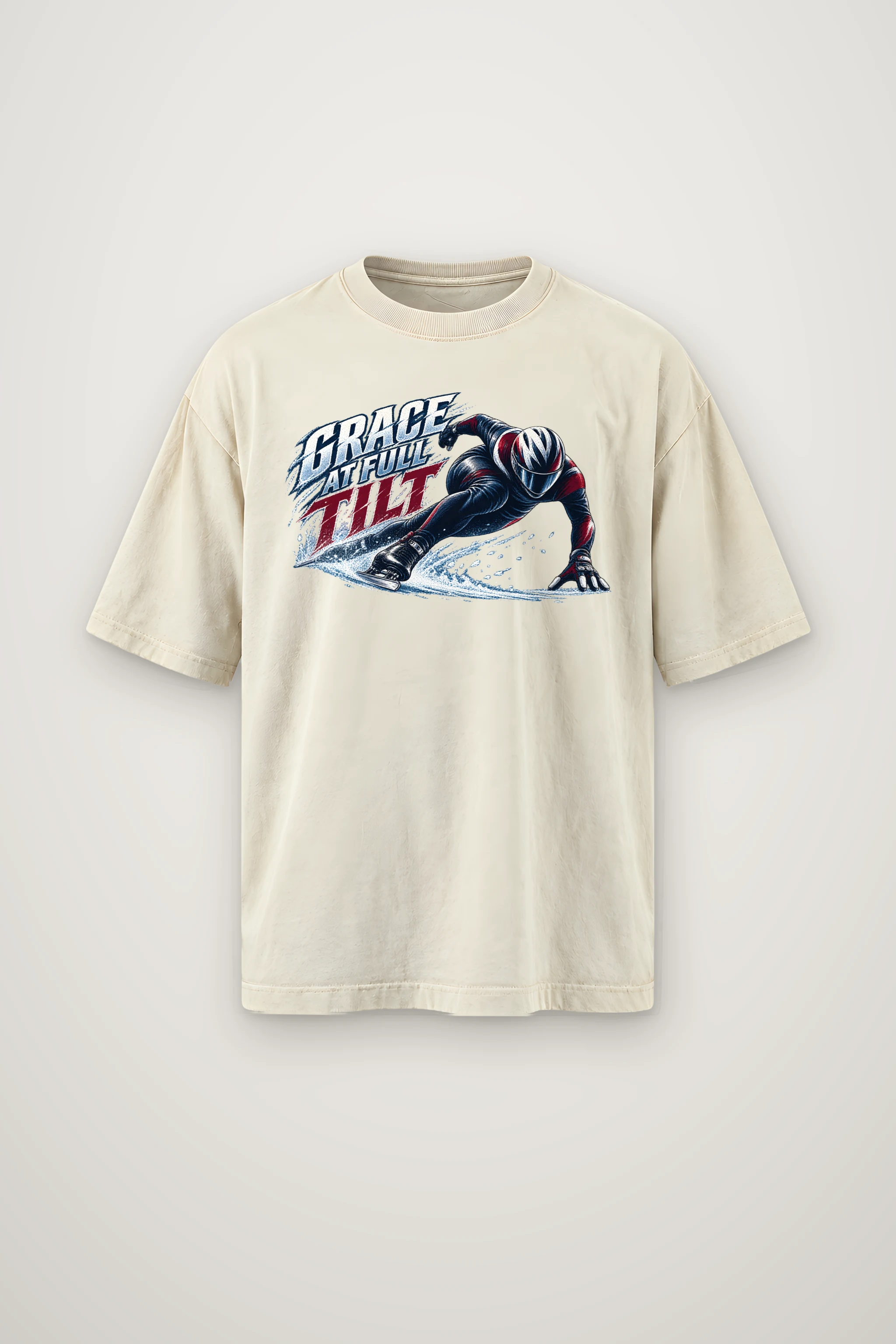 "Grace at Full Tilt" Men's Oversized Heavyweight Crewneck T-Shirt