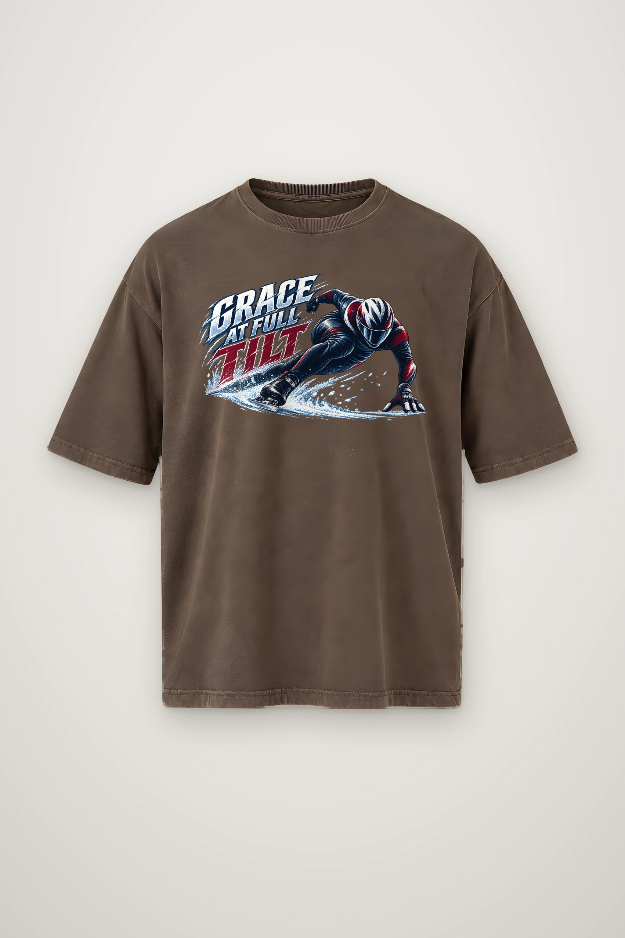 "Grace at Full Tilt" Men's Oversized Heavyweight Crewneck T-Shirt