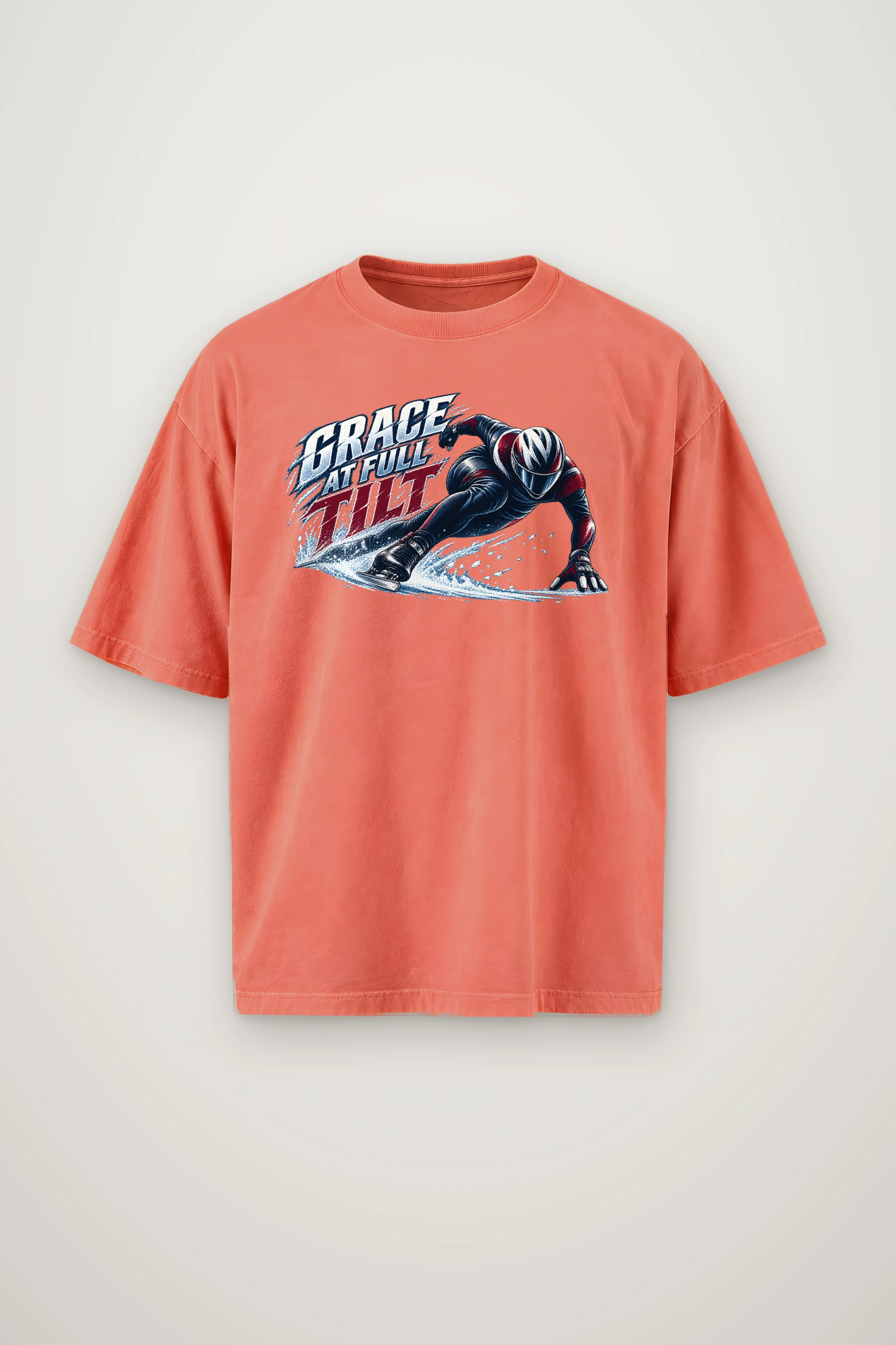 "Grace at Full Tilt" Men's Oversized Heavyweight Crewneck T-Shirt