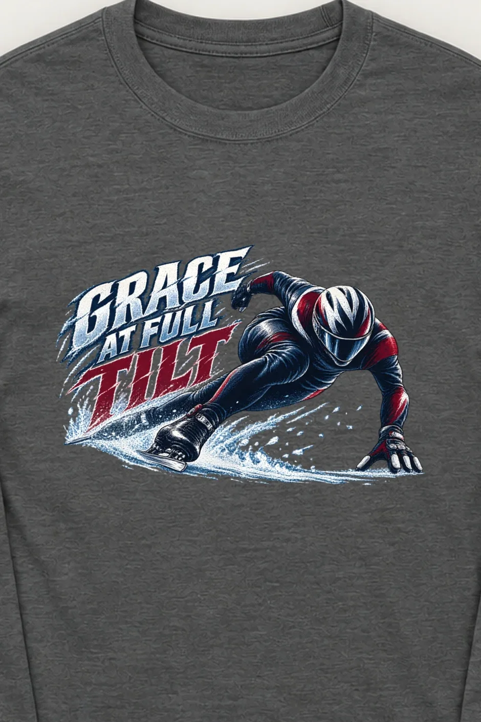 "Grace at Full Tilt" Unisex Longsleeve T-shirt - the graphic up close
