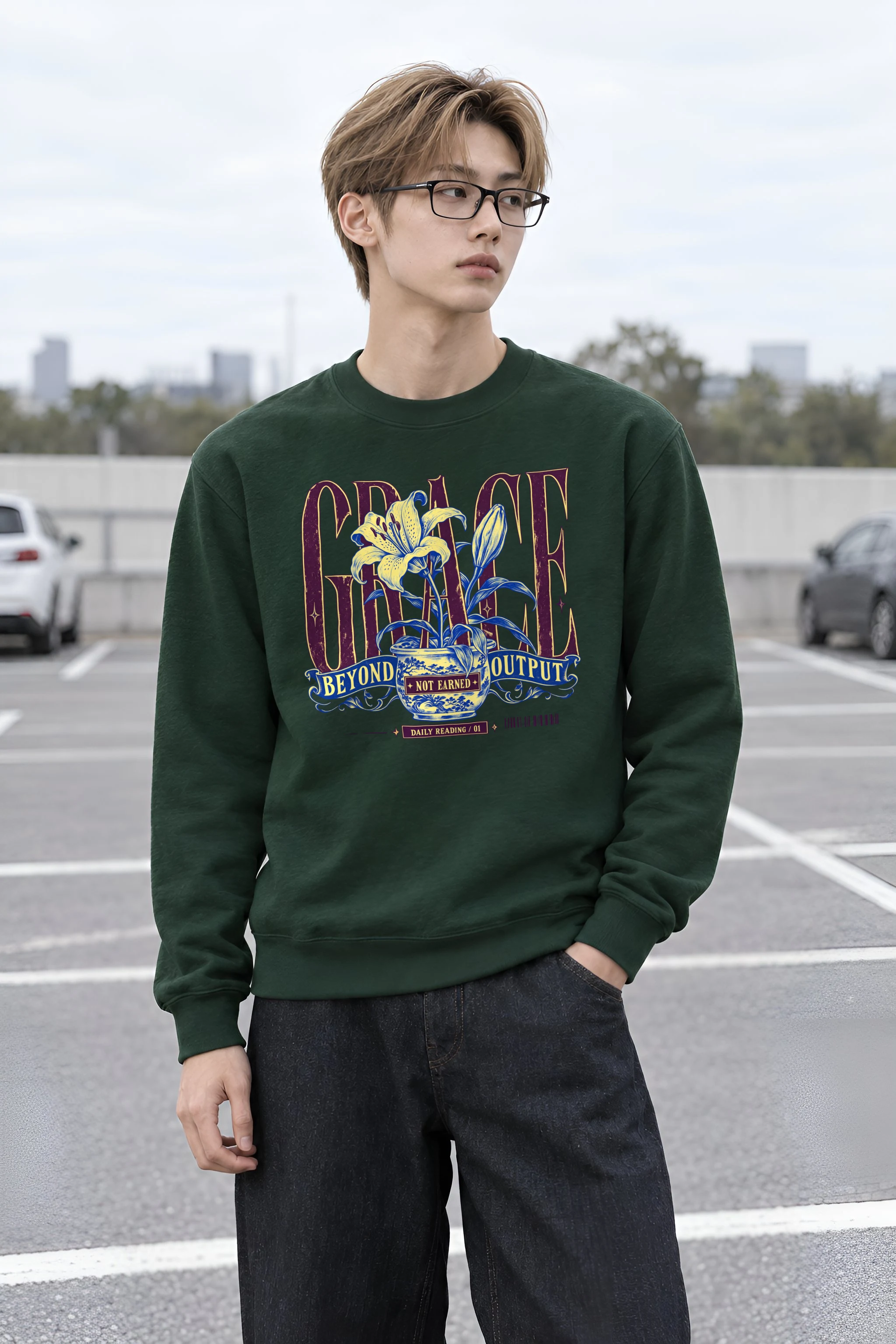 "Grace Beyond Output" Heavy Blend Unisex Crewneck Sweatshirt