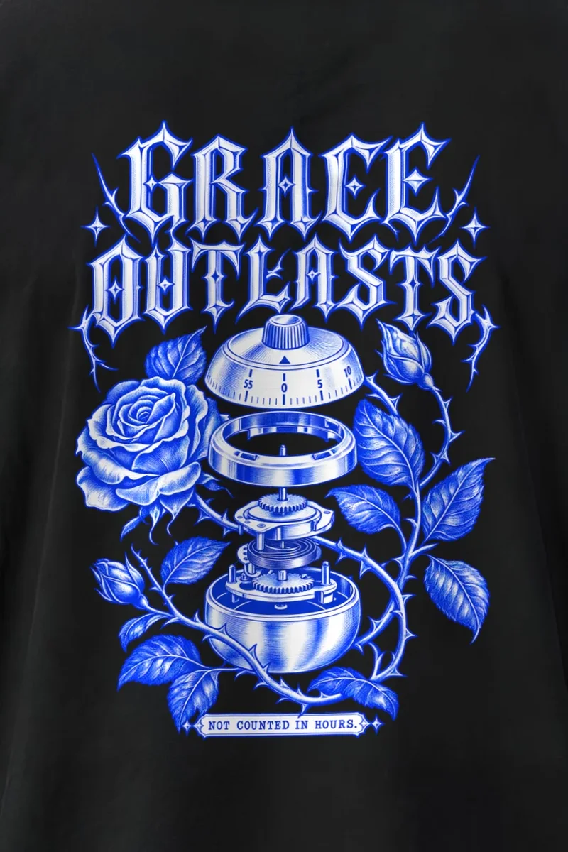 "Grace Outlasts" Men’s Oversized Heavyweight Crewneck T-Shirt