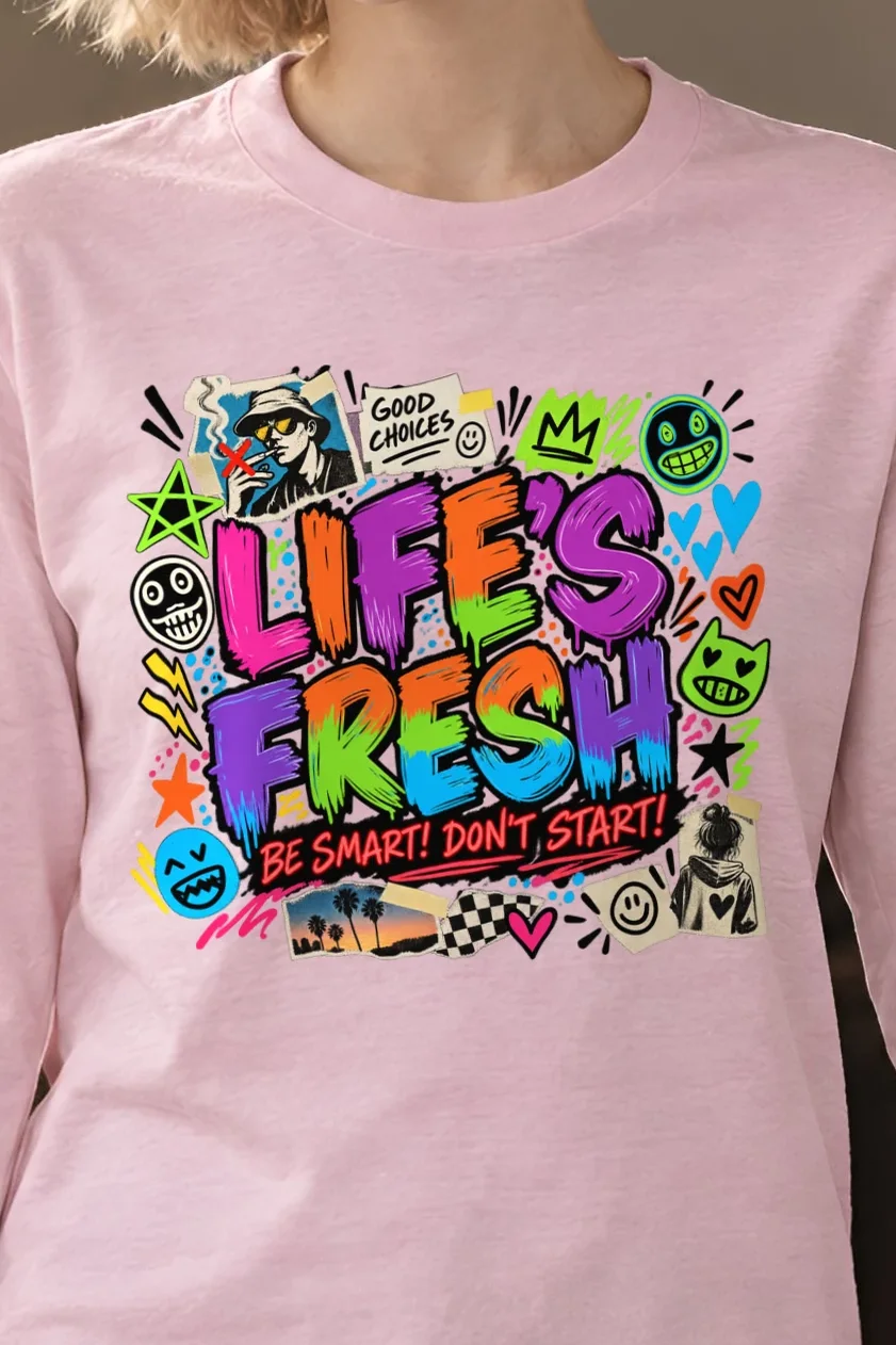 "Graffiti Choice Doodles" Unisex Longsleeve T-shirt - the graphic up close