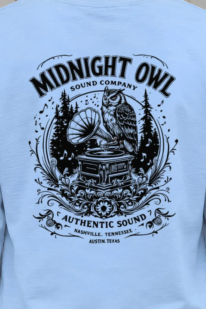 "Gramophone Grove" Unisex Longsleeve T-shirt - the graphic up close