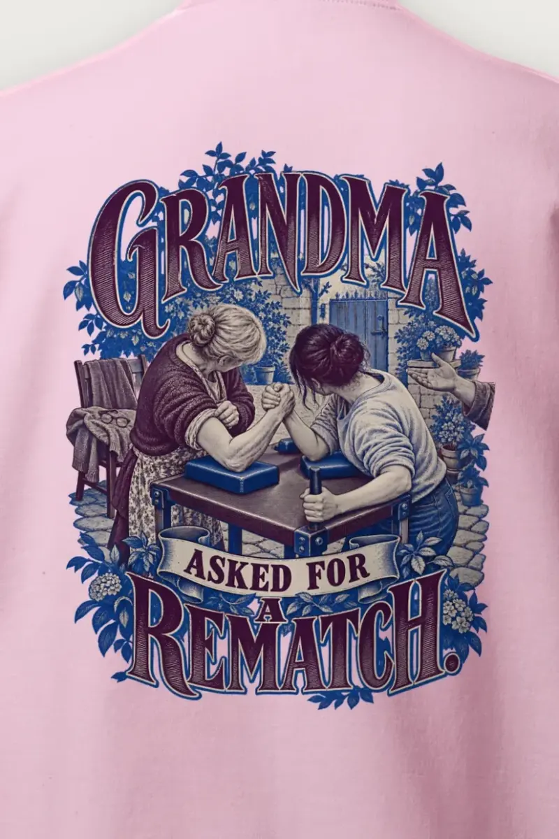 "Grandma Asked for a Rematch" Heavy Blend Unisex Crewneck Sweatshirt - the graphic up close