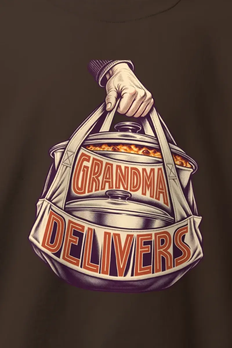 "Grandma Delivers" Heavy Blend Unisex Crewneck Sweatshirt - the graphic up close