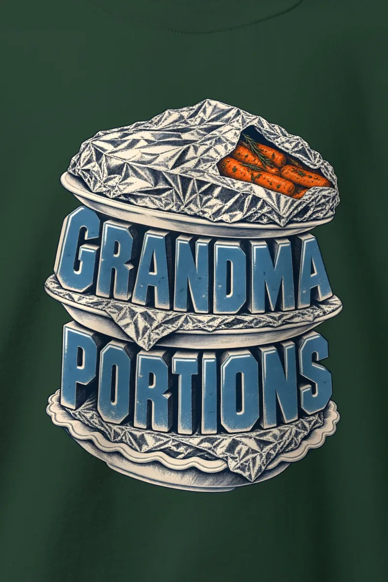 "Grandma Portions" Heavy Blend Unisex Crewneck Sweatshirt - the graphic up close