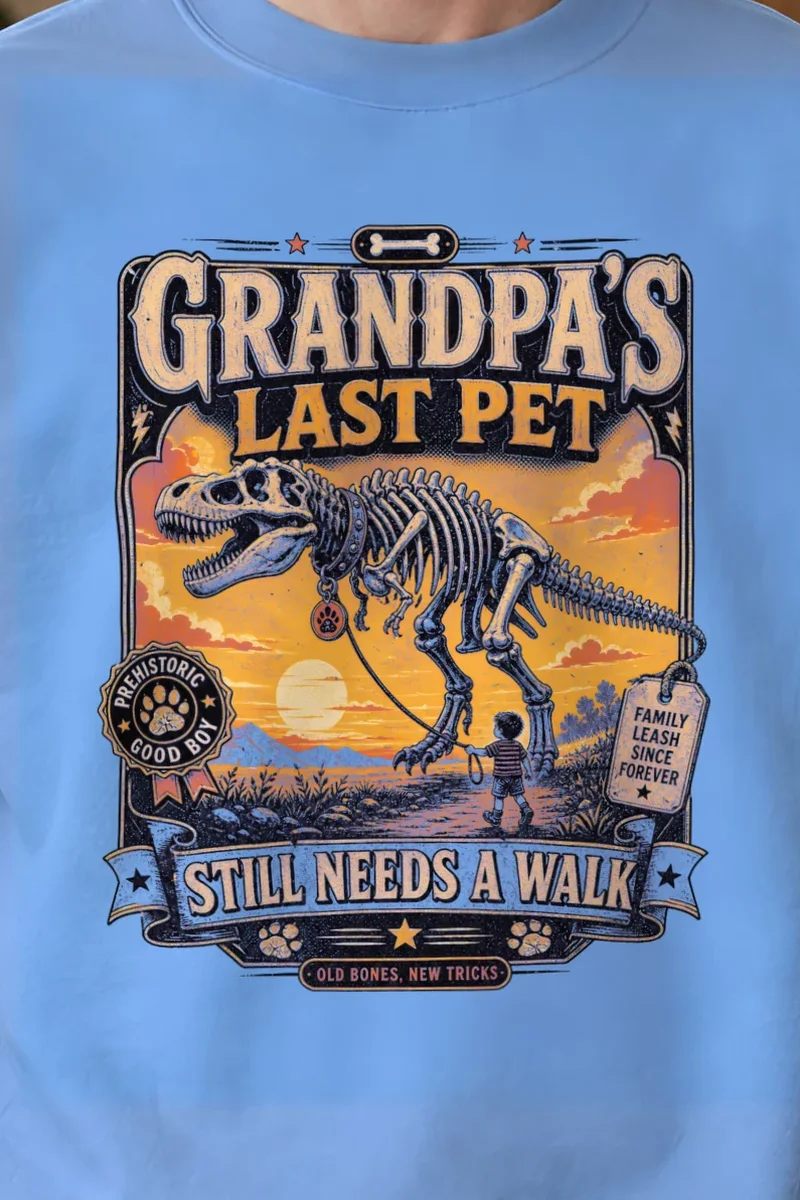 "Grandpa’s Last Pet" 1 Crewneck Sweatshirt - the graphic up close