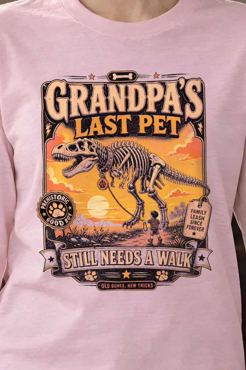 "Grandpa’s Last Pet" Unisex Longsleeve T-shirt - the graphic up close