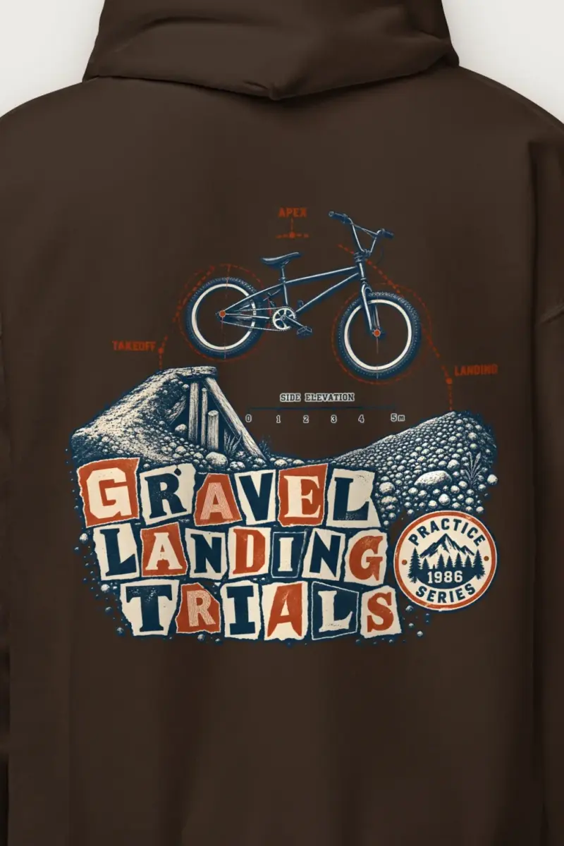 "Gravel Landing Trials" Heavy Blend Unisex Pullover Hoodie - the graphic up close