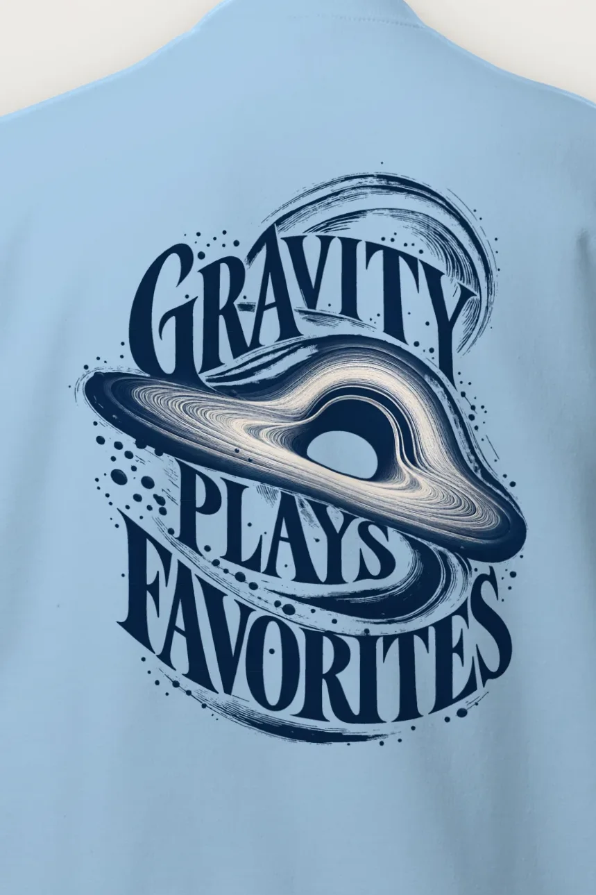 "Gravity Plays Favorites" Heavy Blend Unisex Crewneck Sweatshirt - the graphic up close