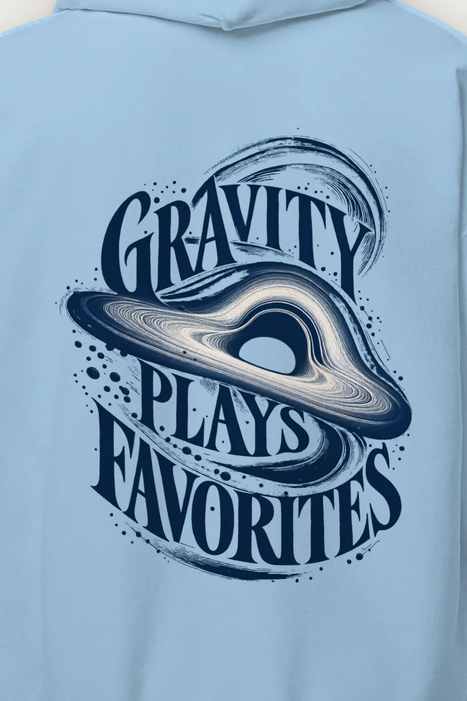 "Gravity Plays Favorites" Heavy Blend Unisex Pullover Hoodie - the graphic up close