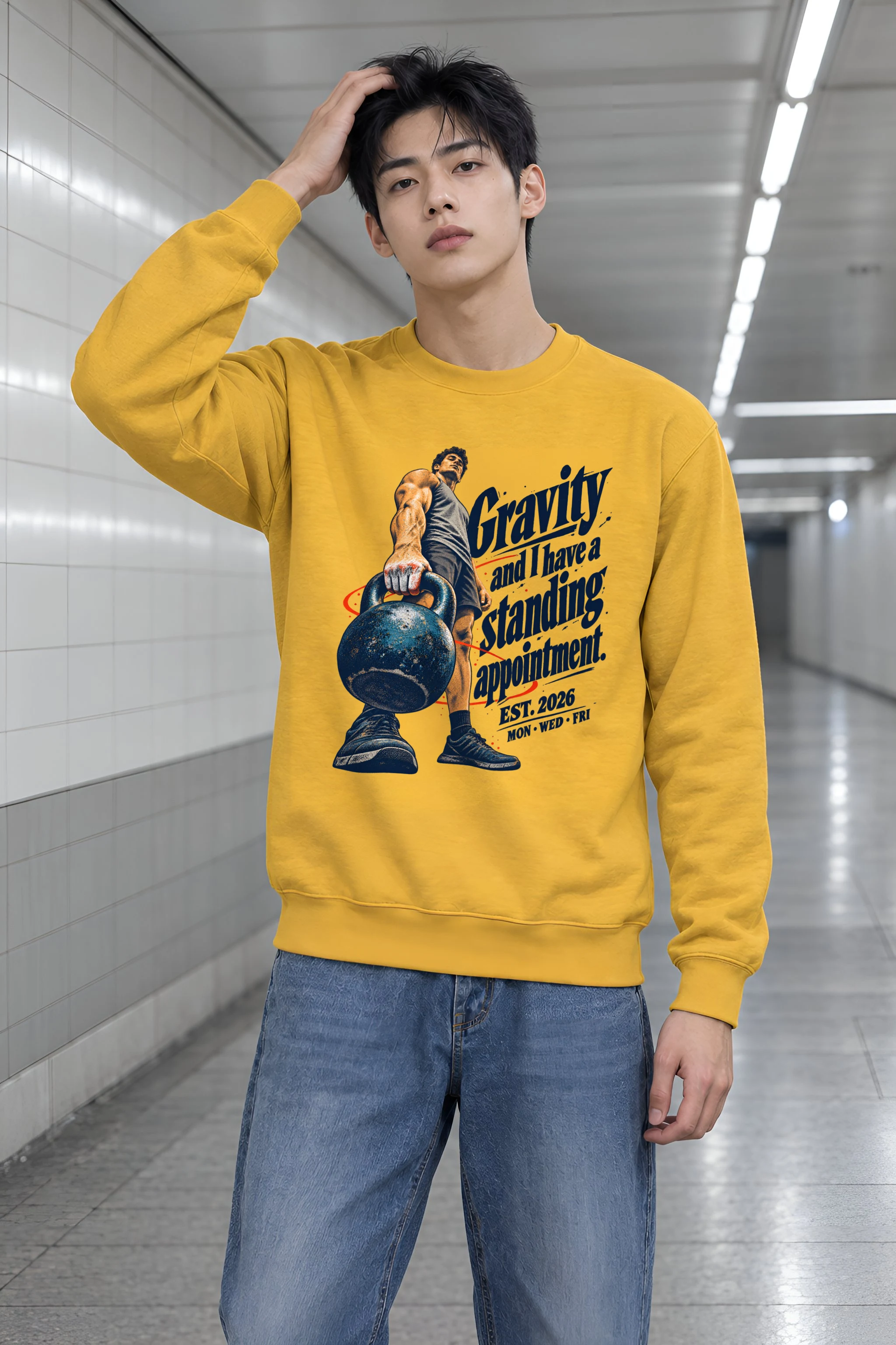 "Gravity Standing Appointment" Unisex Crewneck Sweatshirt