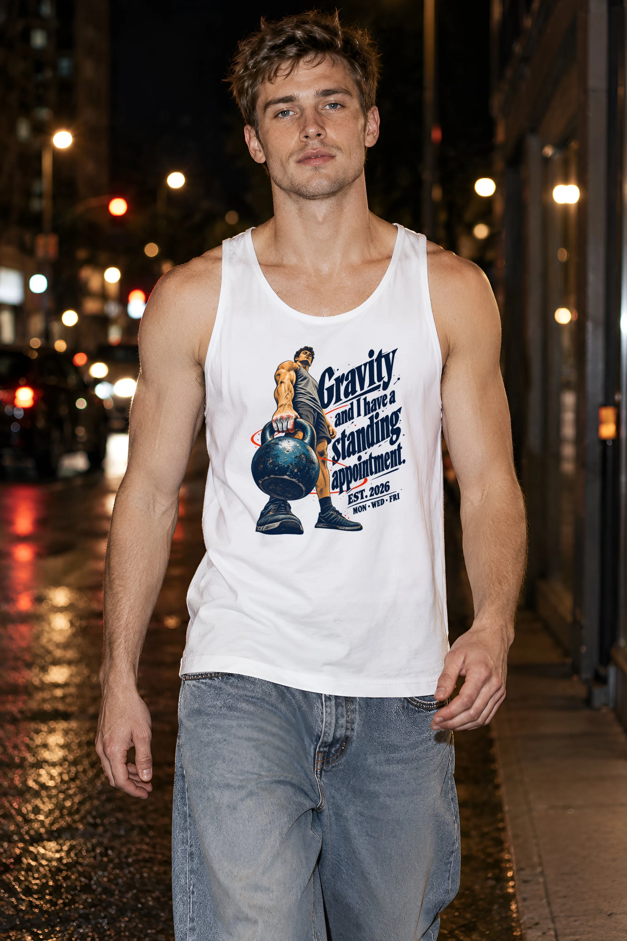 "Gravity Standing Appointment" Unisex Jersey Tank