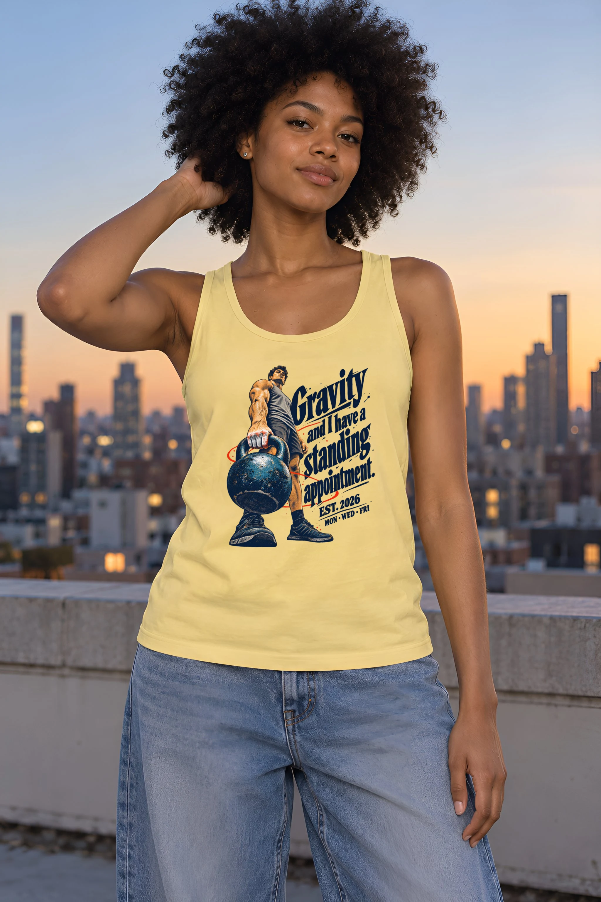 "Gravity Standing Appointment" Unisex Jersey Tank