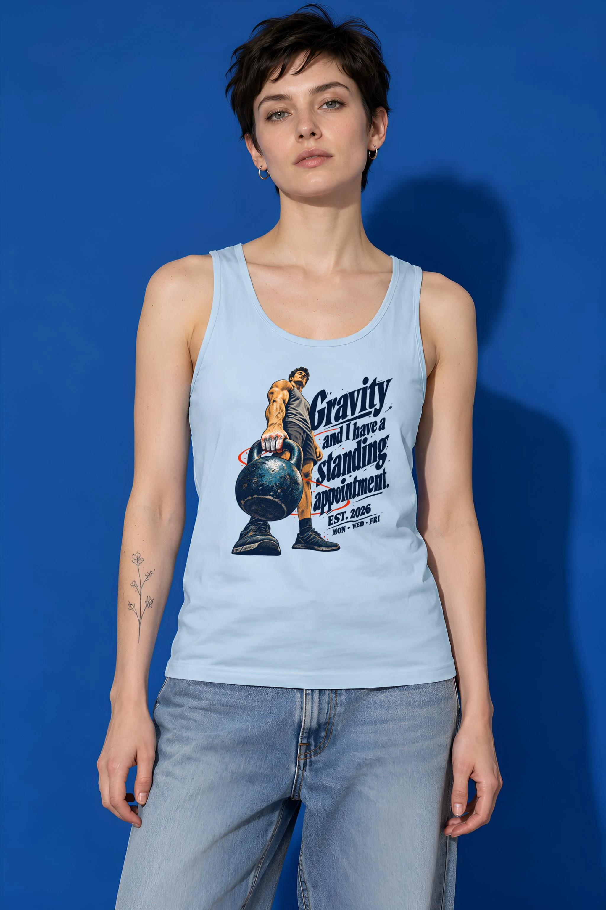 "Gravity Standing Appointment" Unisex Jersey Tank