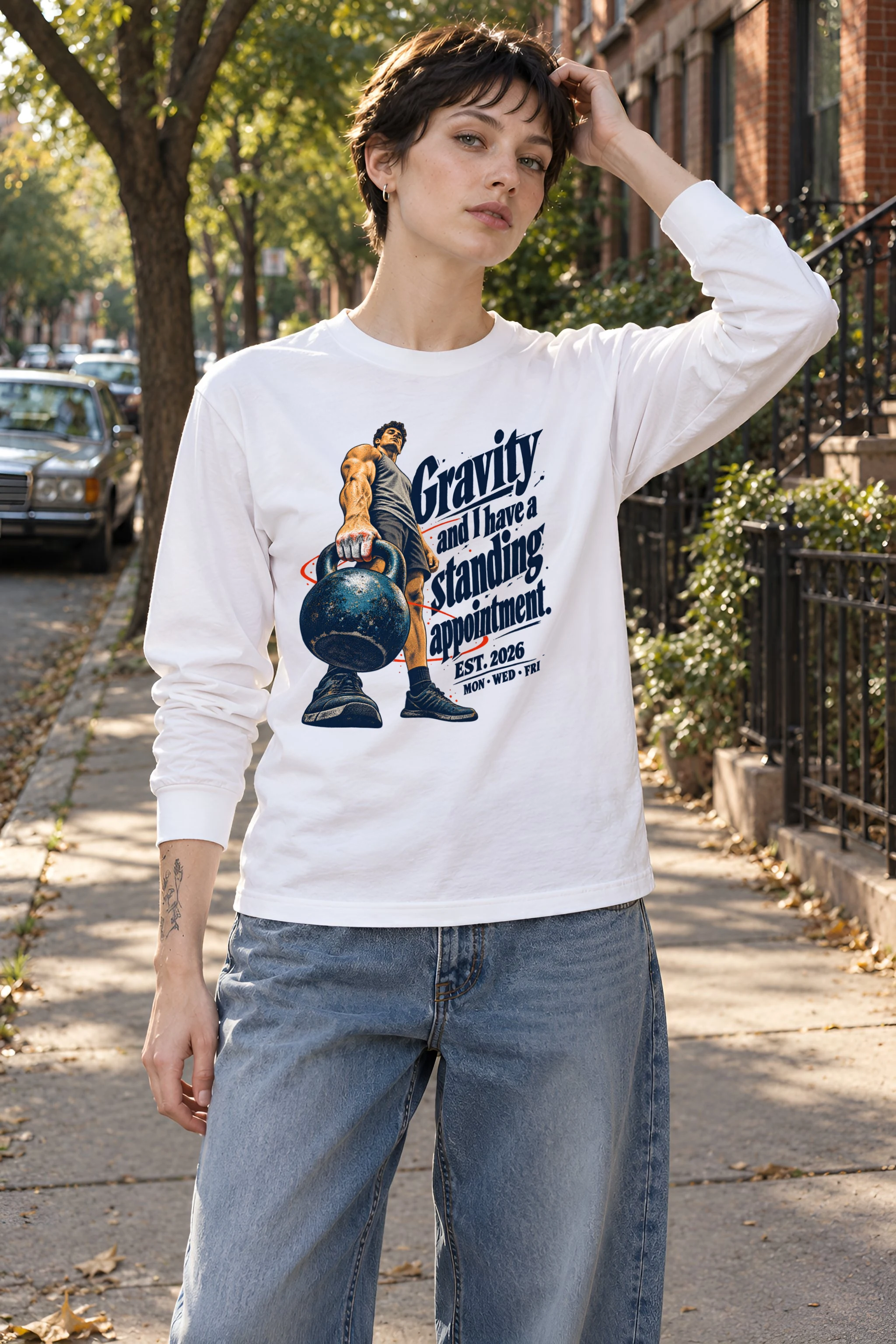 "Gravity Standing Appointment" Unisex Longsleeve T-shirt