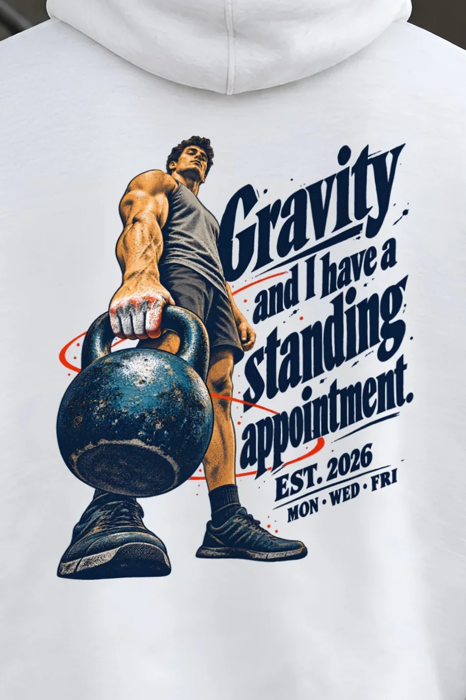 "Gravity Standing Appointment" Unisex Pullover Hoodie - the graphic up close