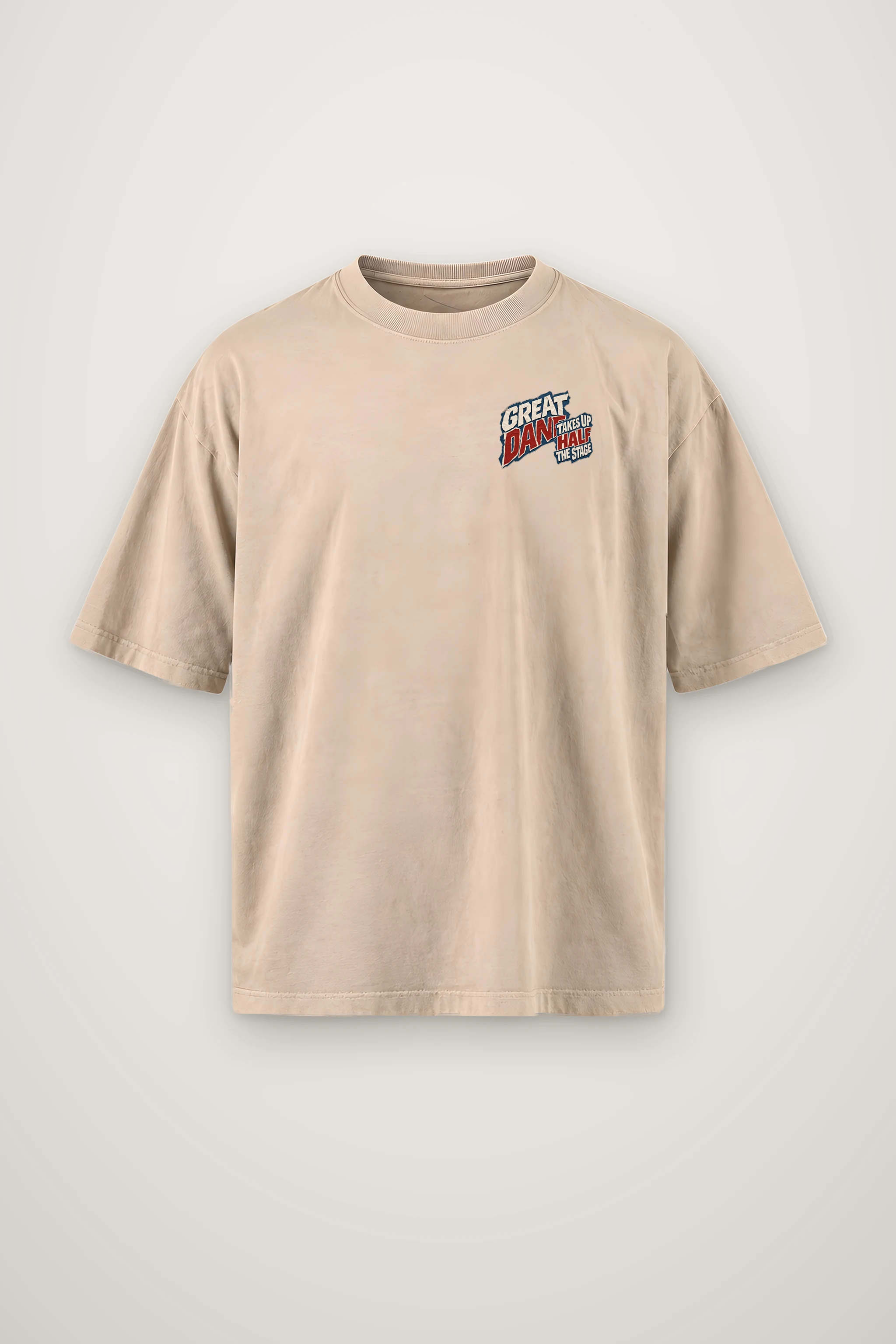 "Great Dane Takes Up Half the Stage" Men's Oversized Heavyweight Crewneck T-Shirt