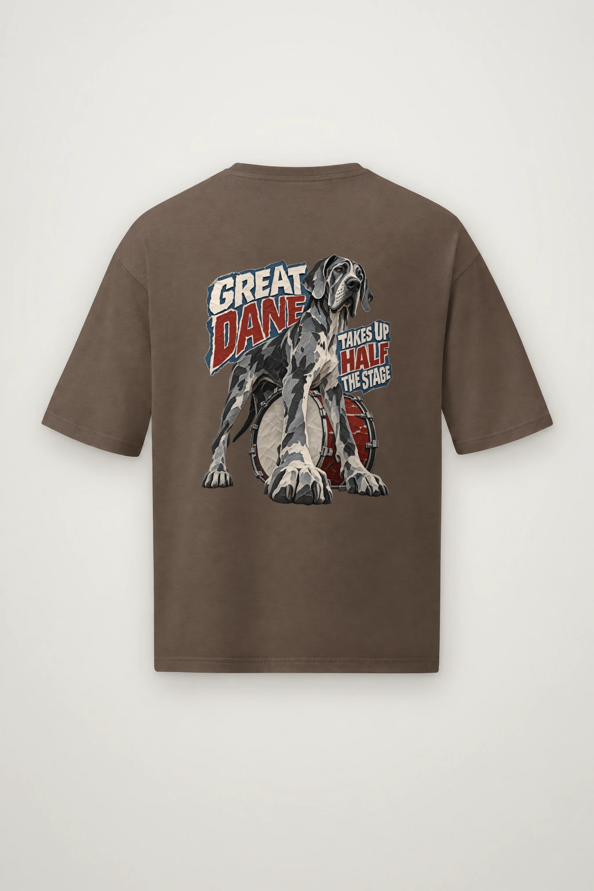 "Great Dane Takes Up Half the Stage" Men's Oversized Heavyweight Crewneck T-Shirt