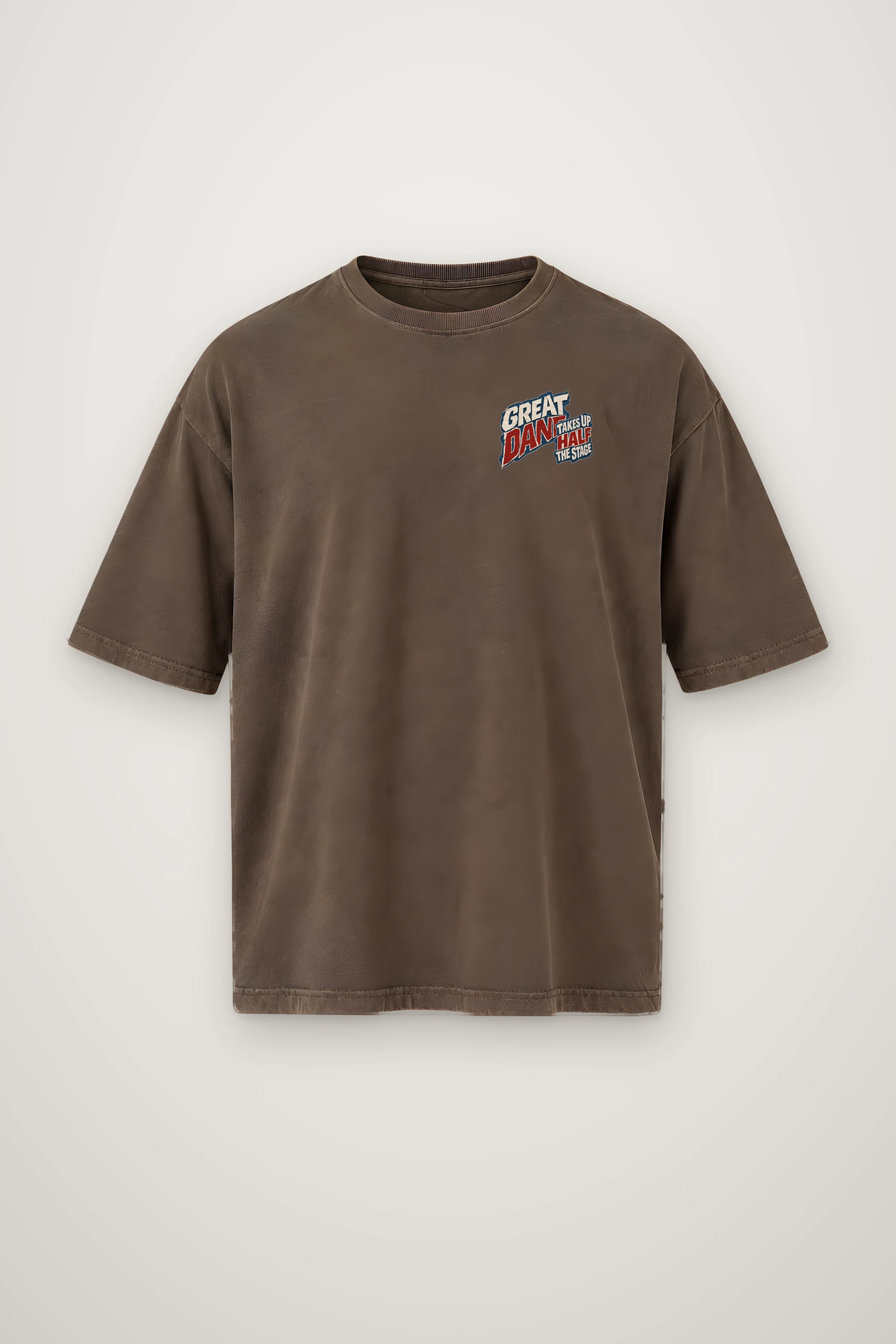 "Great Dane Takes Up Half the Stage" Men's Oversized Heavyweight Crewneck T-Shirt
