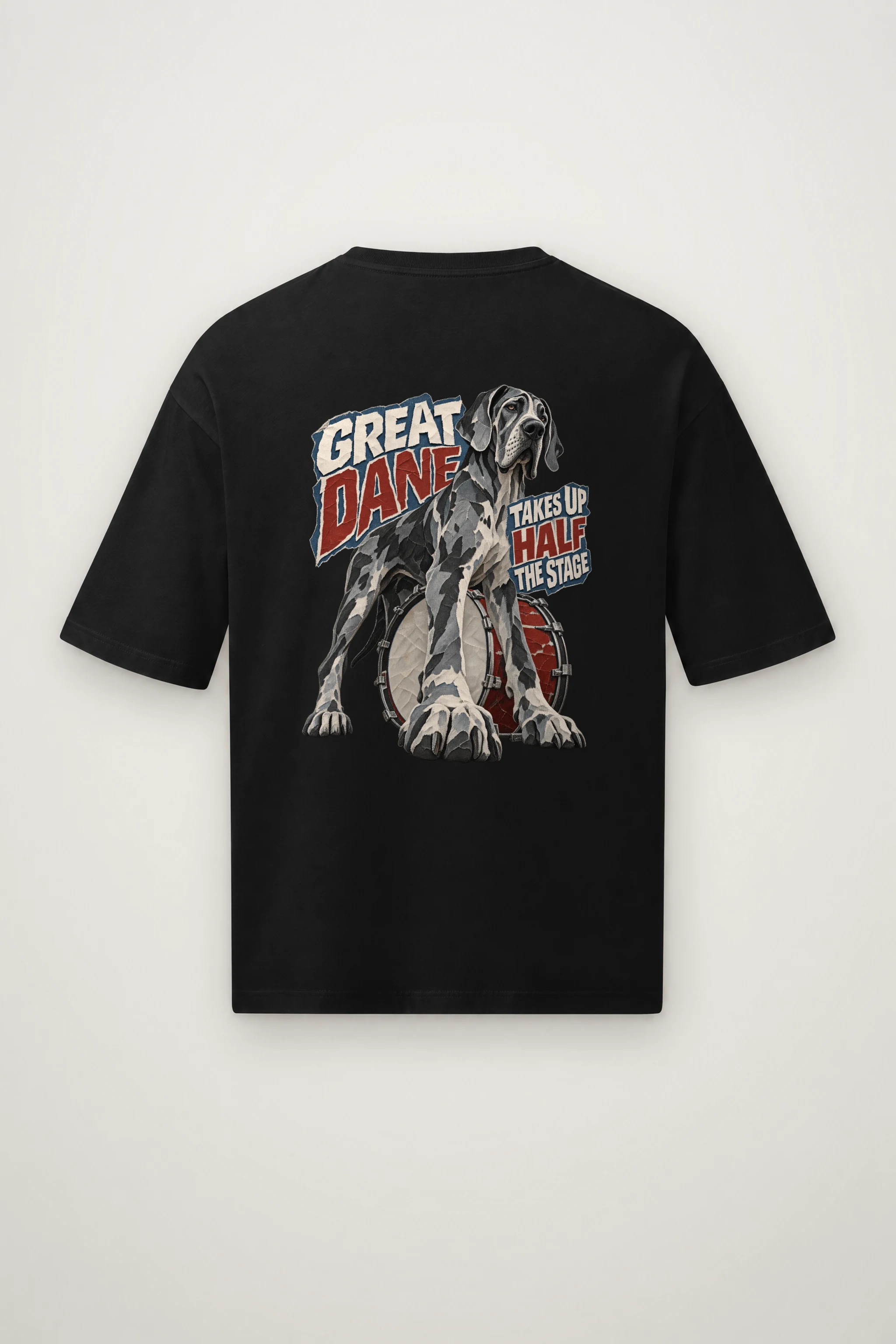"Great Dane Takes Up Half the Stage" Men's Oversized Heavyweight Crewneck T-Shirt