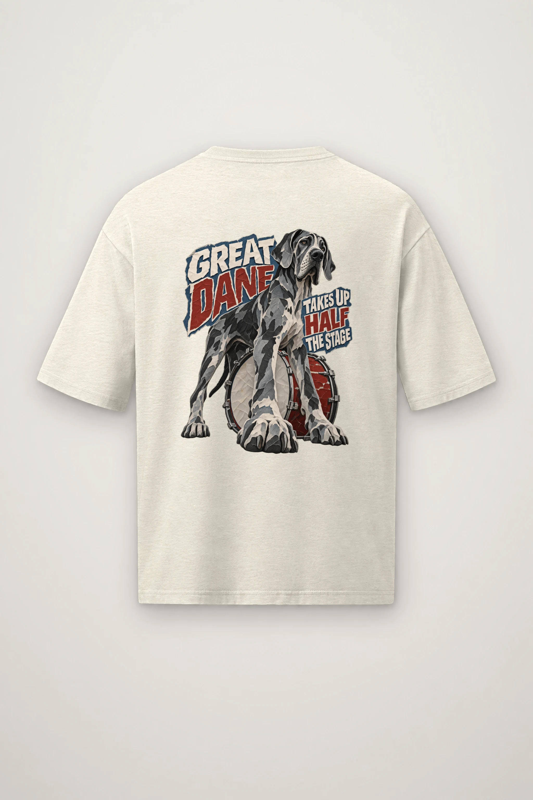 "Great Dane Takes Up Half the Stage" Men's Oversized Heavyweight Crewneck T-Shirt