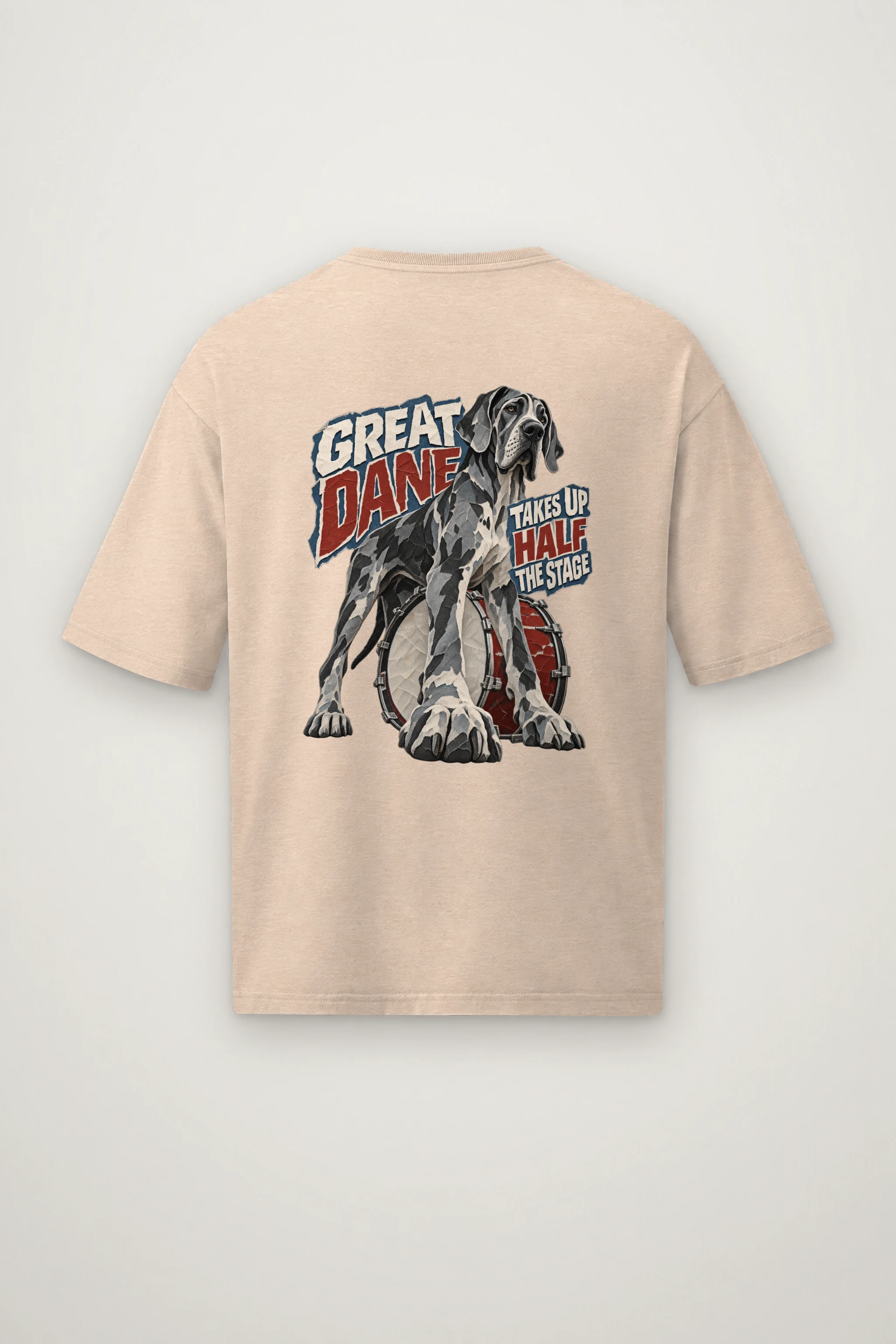 "Great Dane Takes Up Half the Stage" Men's Oversized Heavyweight Crewneck T-Shirt