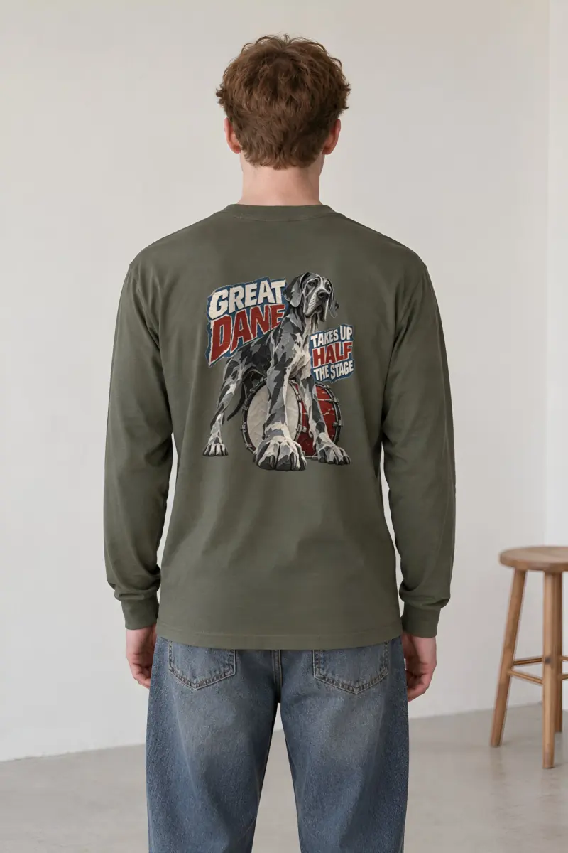 “Great Dane Takes Up Half the Stage” Unisex Longsleeve T-shirt