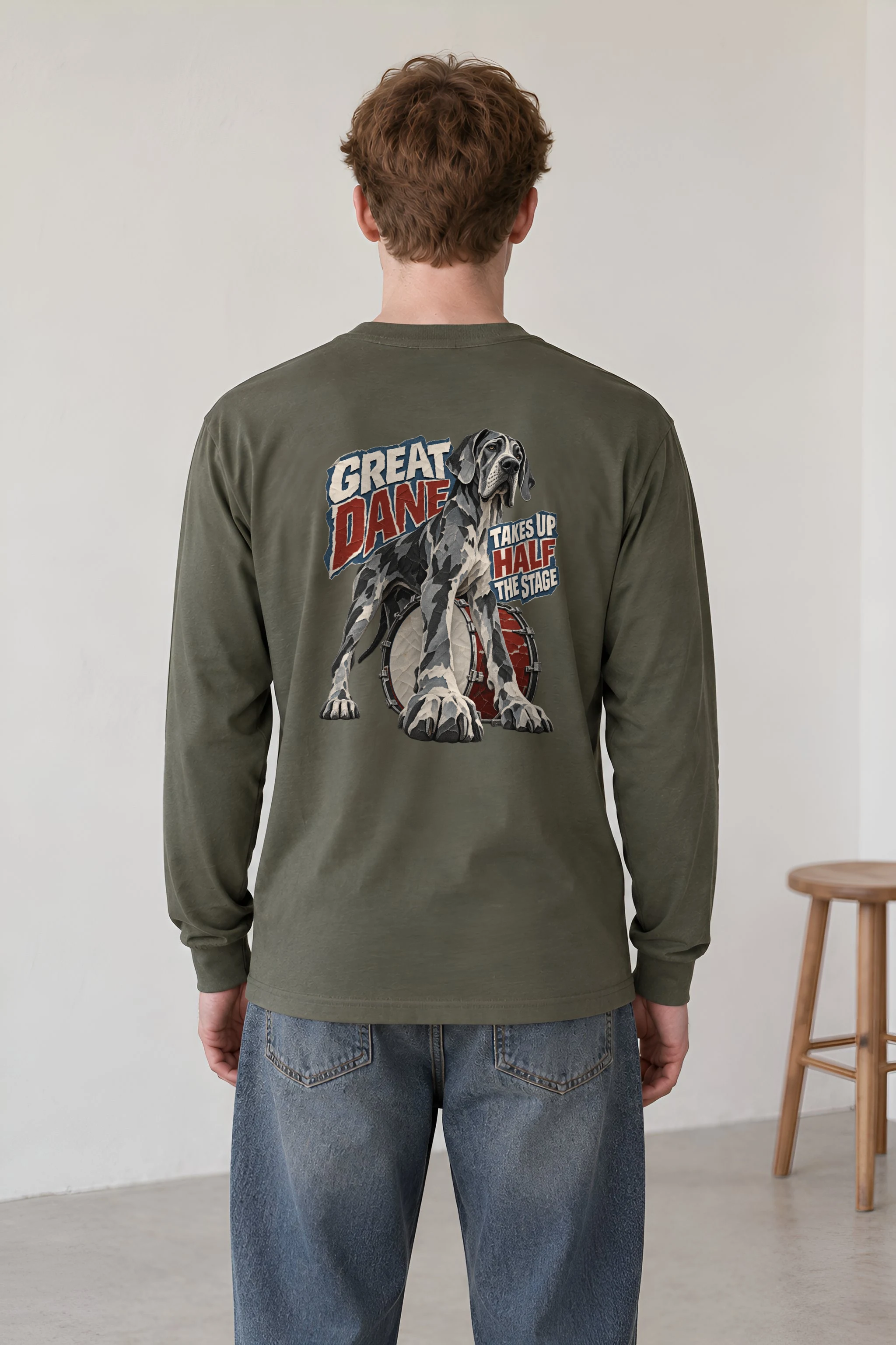 "Great Dane Takes Up Half the Stage" Unisex Longsleeve T-shirt