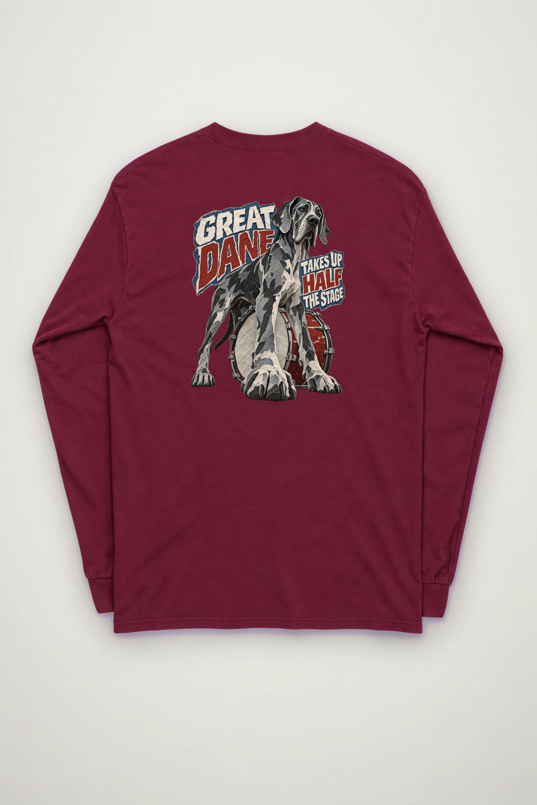 "Great Dane Takes Up Half the Stage" Unisex Longsleeve T-shirt