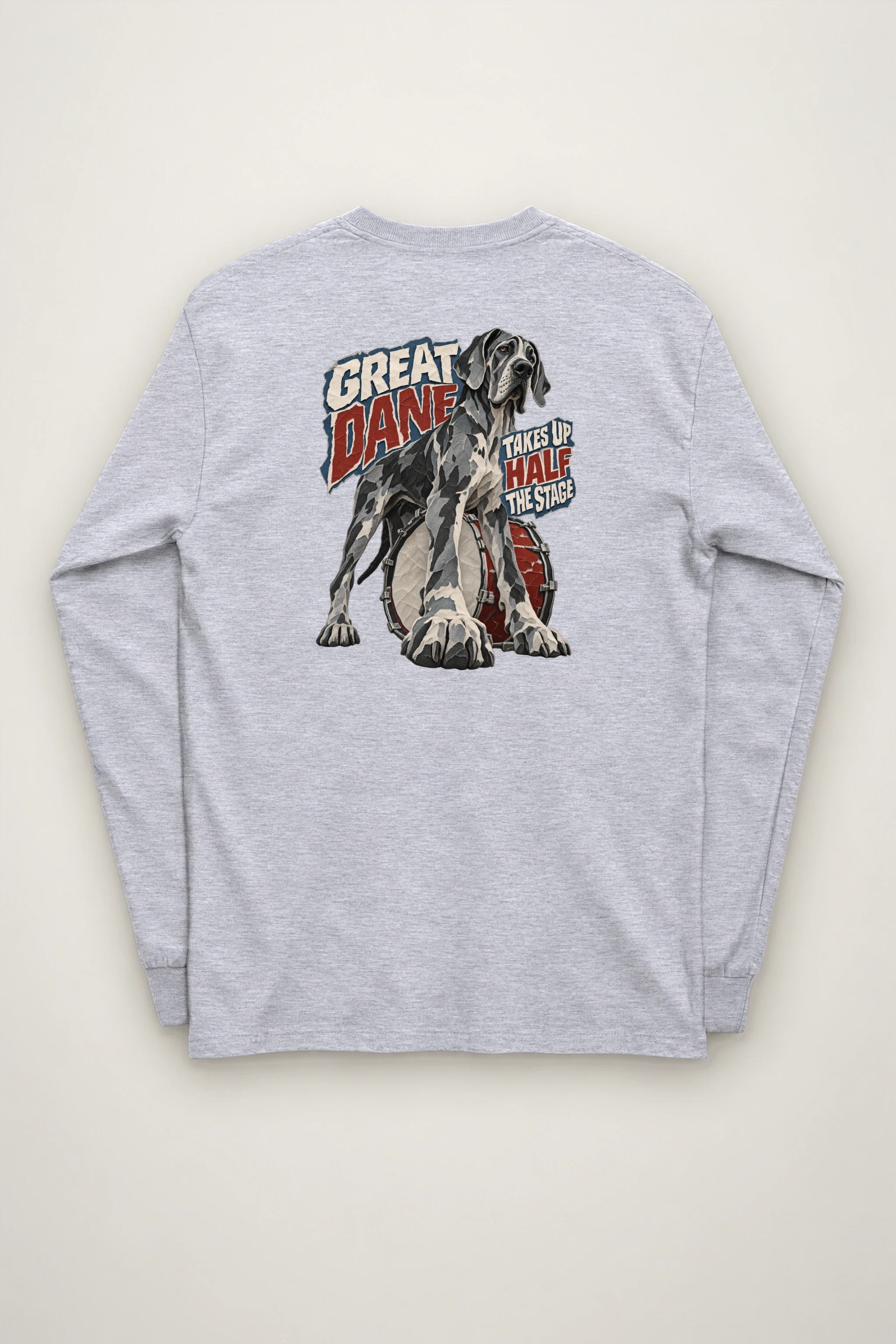 "Great Dane Takes Up Half the Stage" Unisex Longsleeve T-shirt