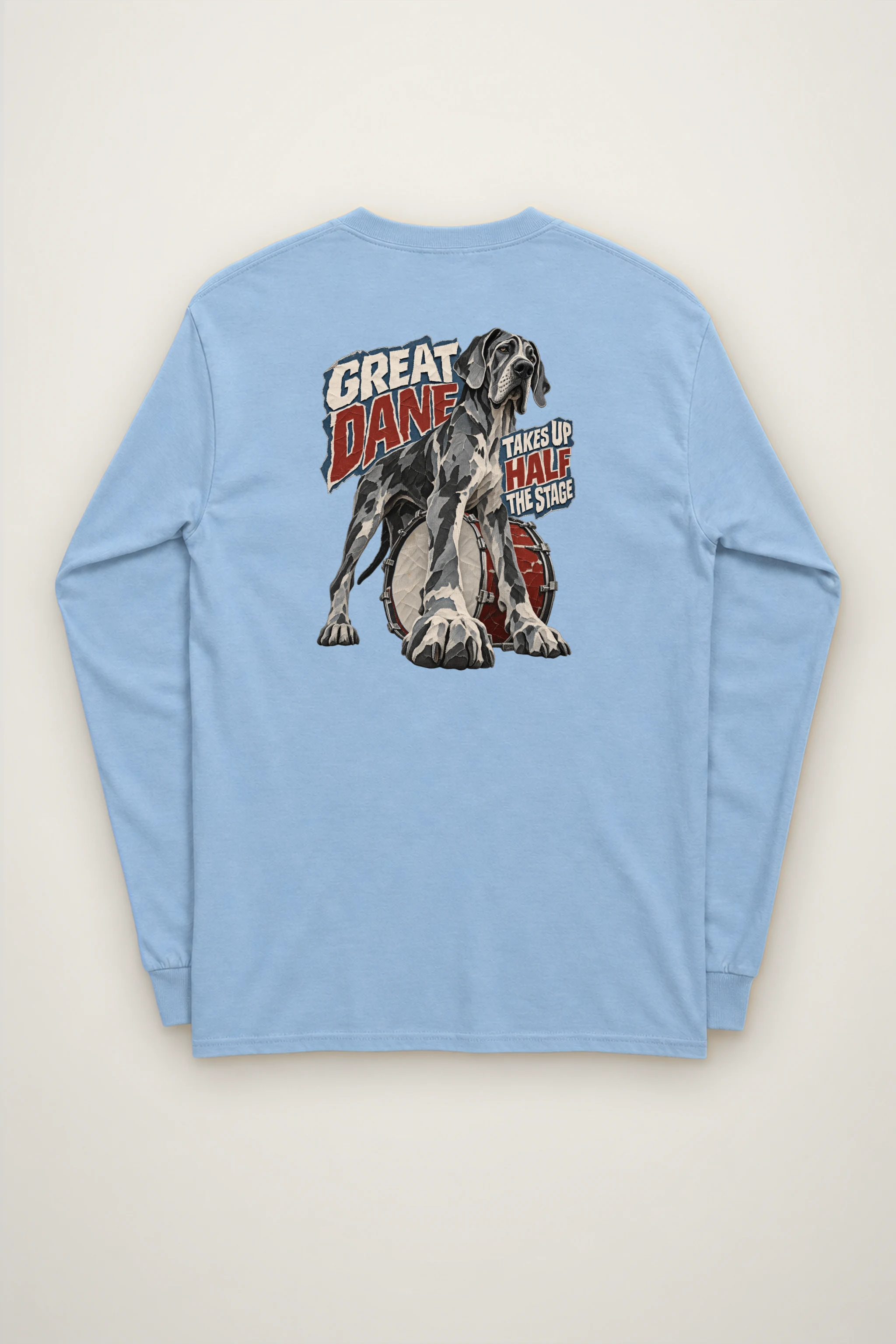 "Great Dane Takes Up Half the Stage" Unisex Longsleeve T-shirt