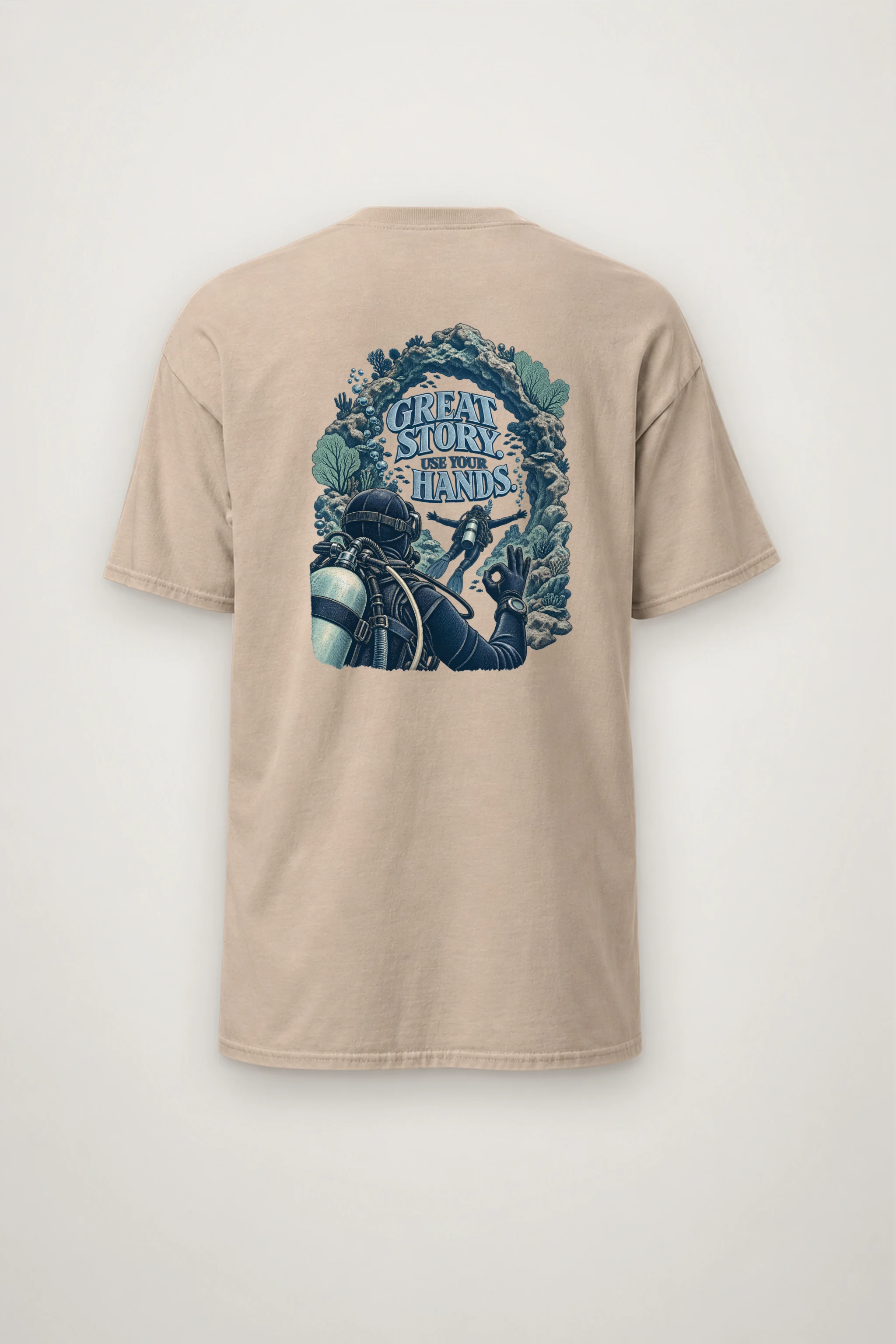 "Great Story. Use Your Hands." Heavyweight Unisex Crewneck T-shirt
