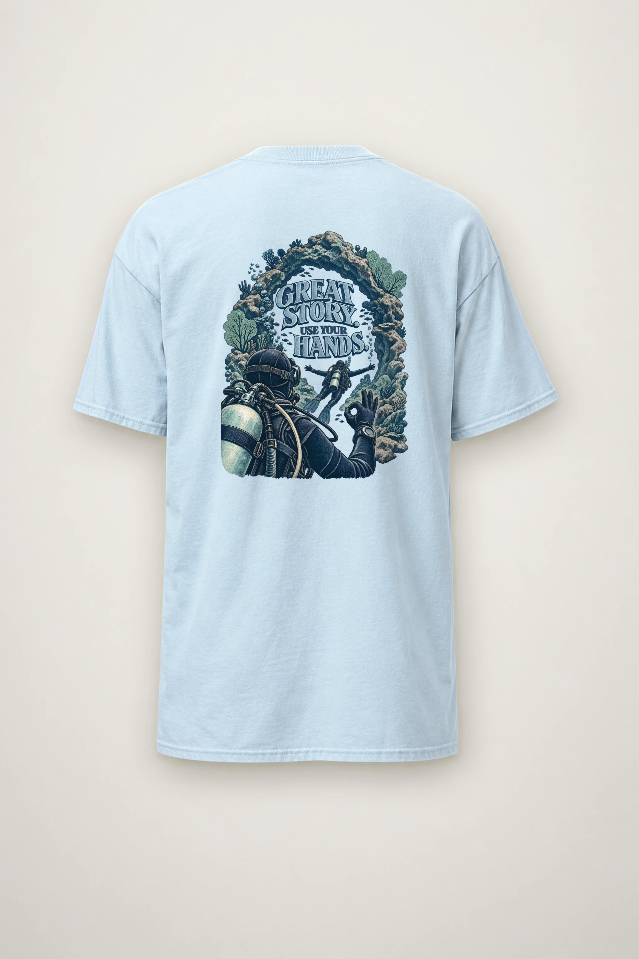 "Great Story. Use Your Hands." Heavyweight Unisex Crewneck T-shirt