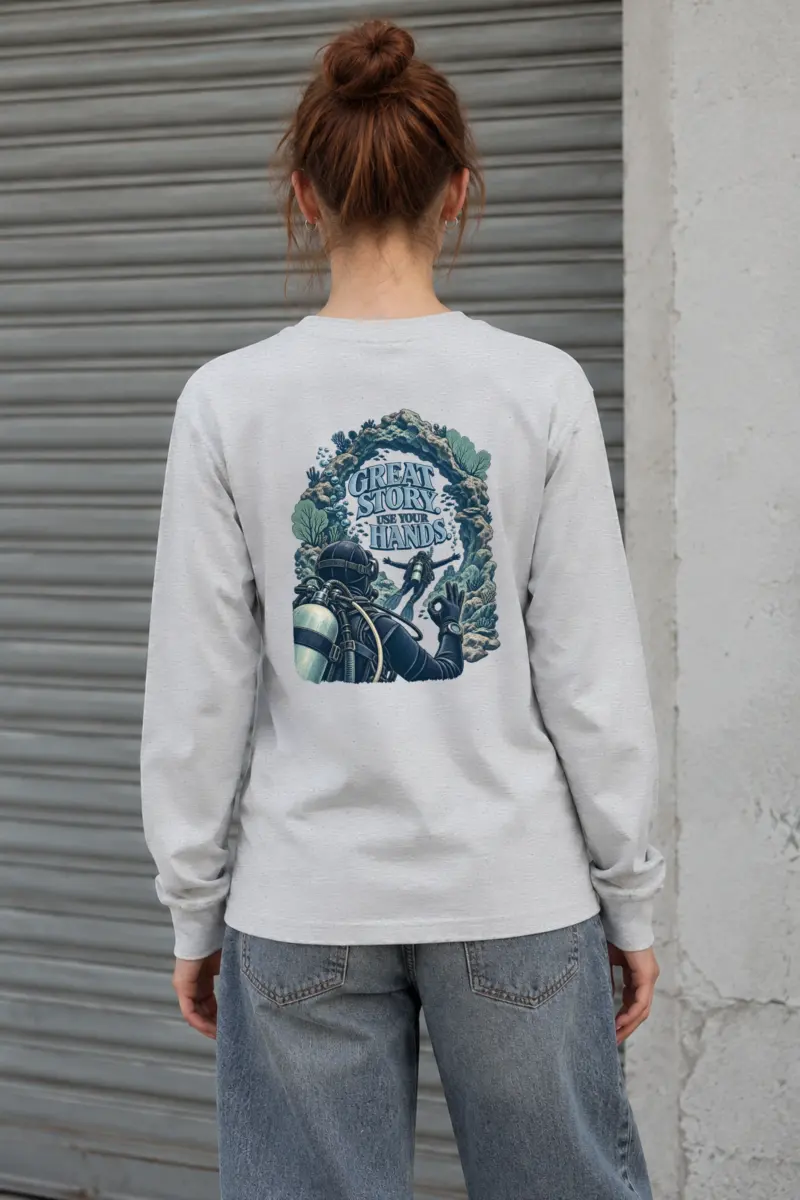"Great Story. Use Your Hands." Unisex Longsleeve T-shirt