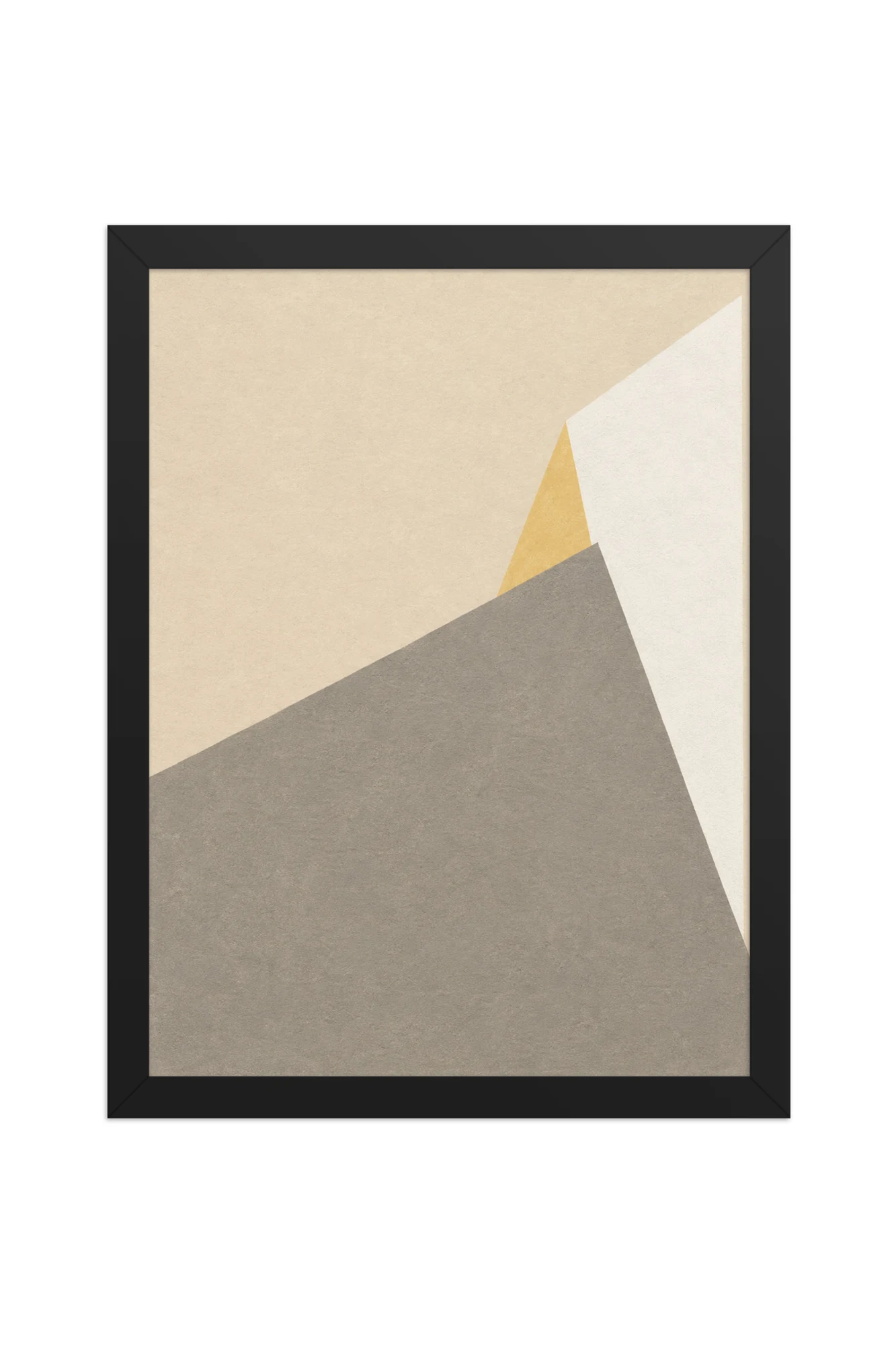 "Grey and Mustard Abstract Fold" Premium Wooden Framed Poster
