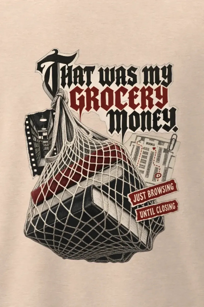 "Grocery Money" Men’s Oversized Heavyweight Crewneck T-Shirt - the graphic up close