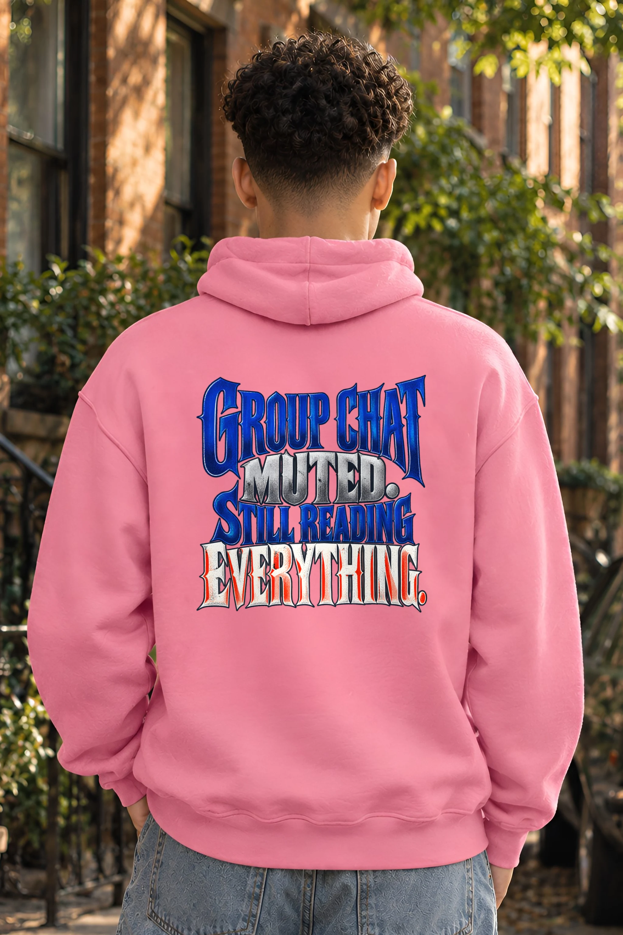 "Group Chat Muted Still Reading Everything" Heavy Blend Unisex Pullover Hoodie