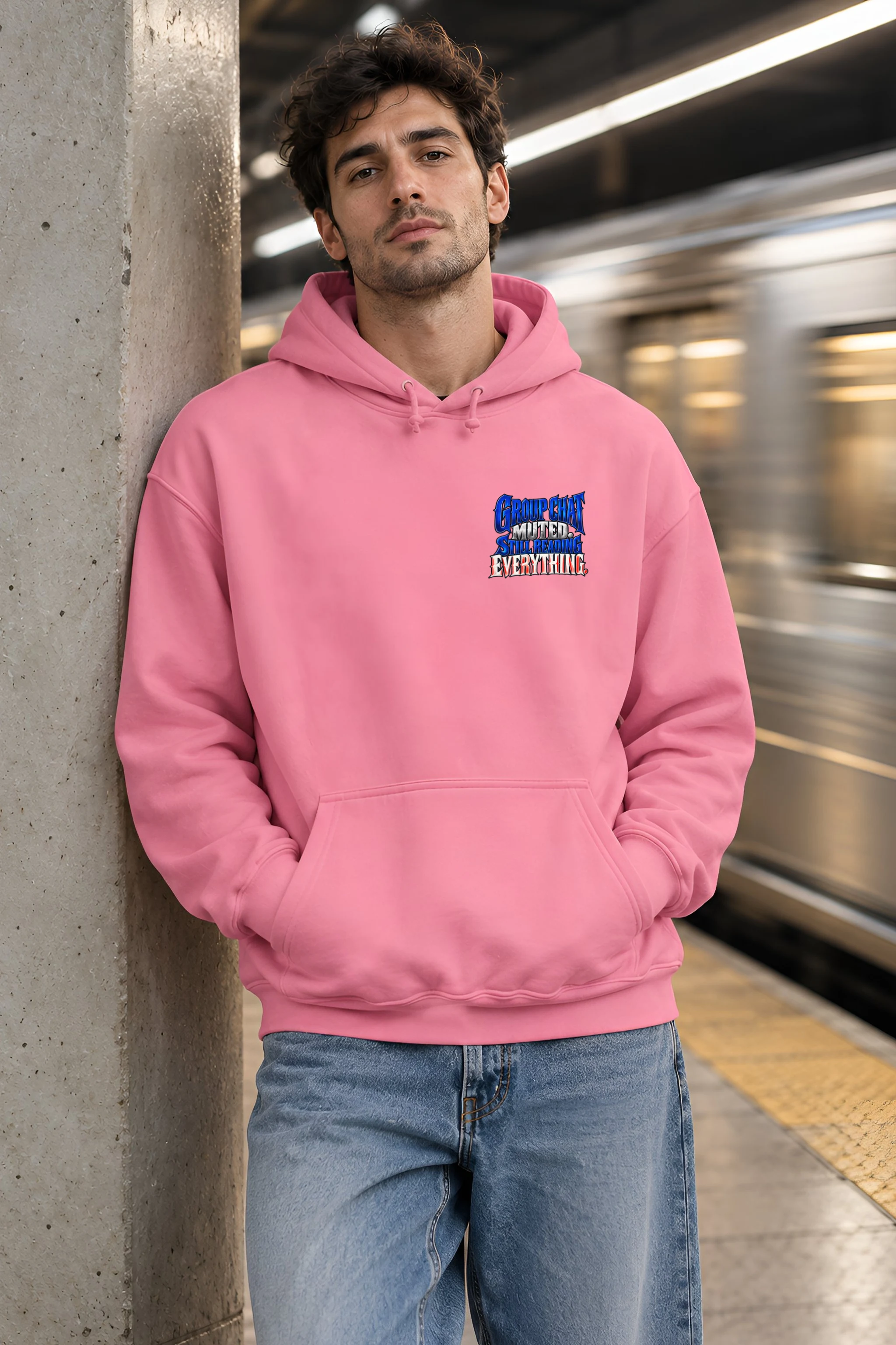"Group Chat Muted Still Reading Everything" Heavy Blend Unisex Pullover Hoodie