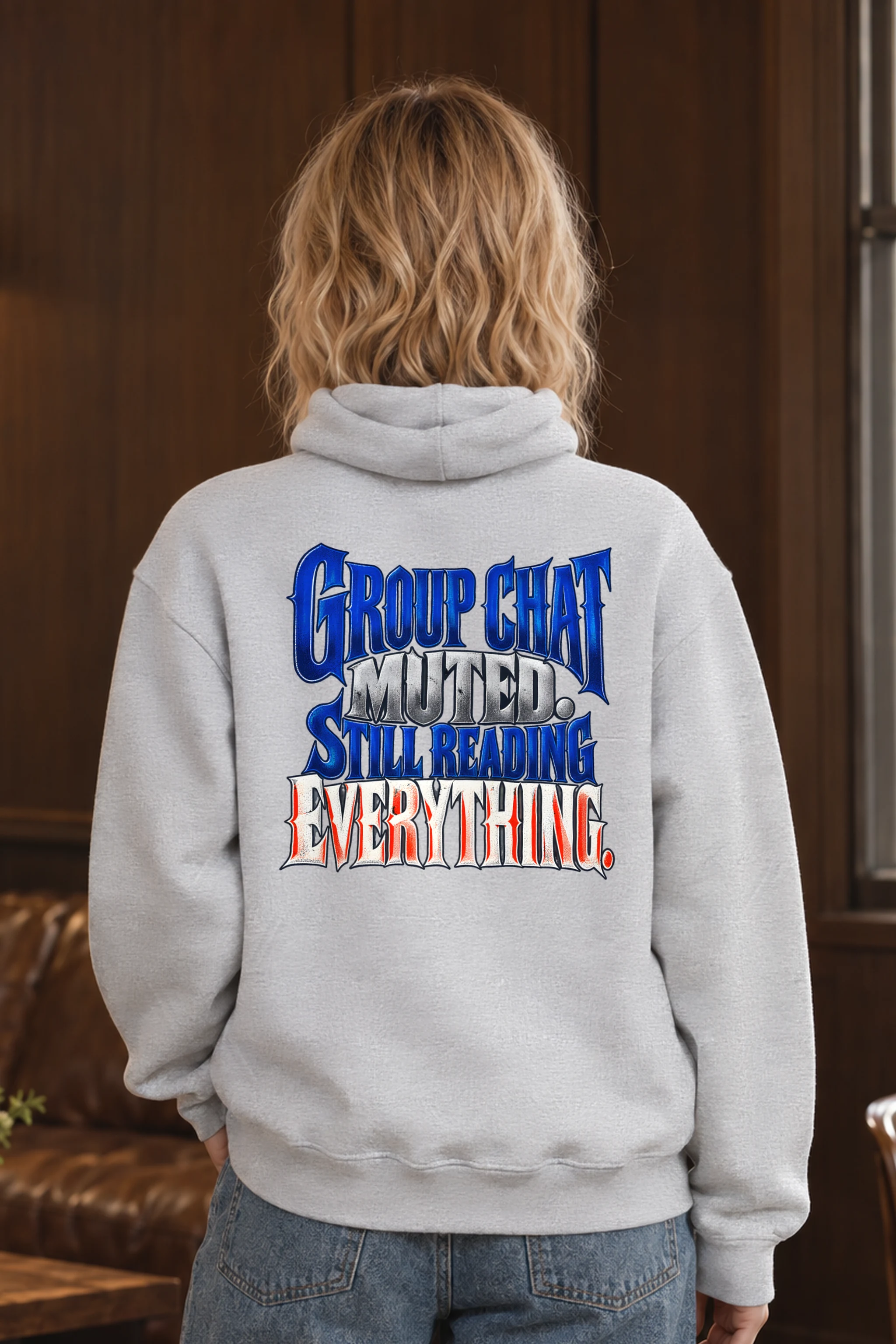 "Group Chat Muted Still Reading Everything" Heavy Blend Unisex Pullover Hoodie