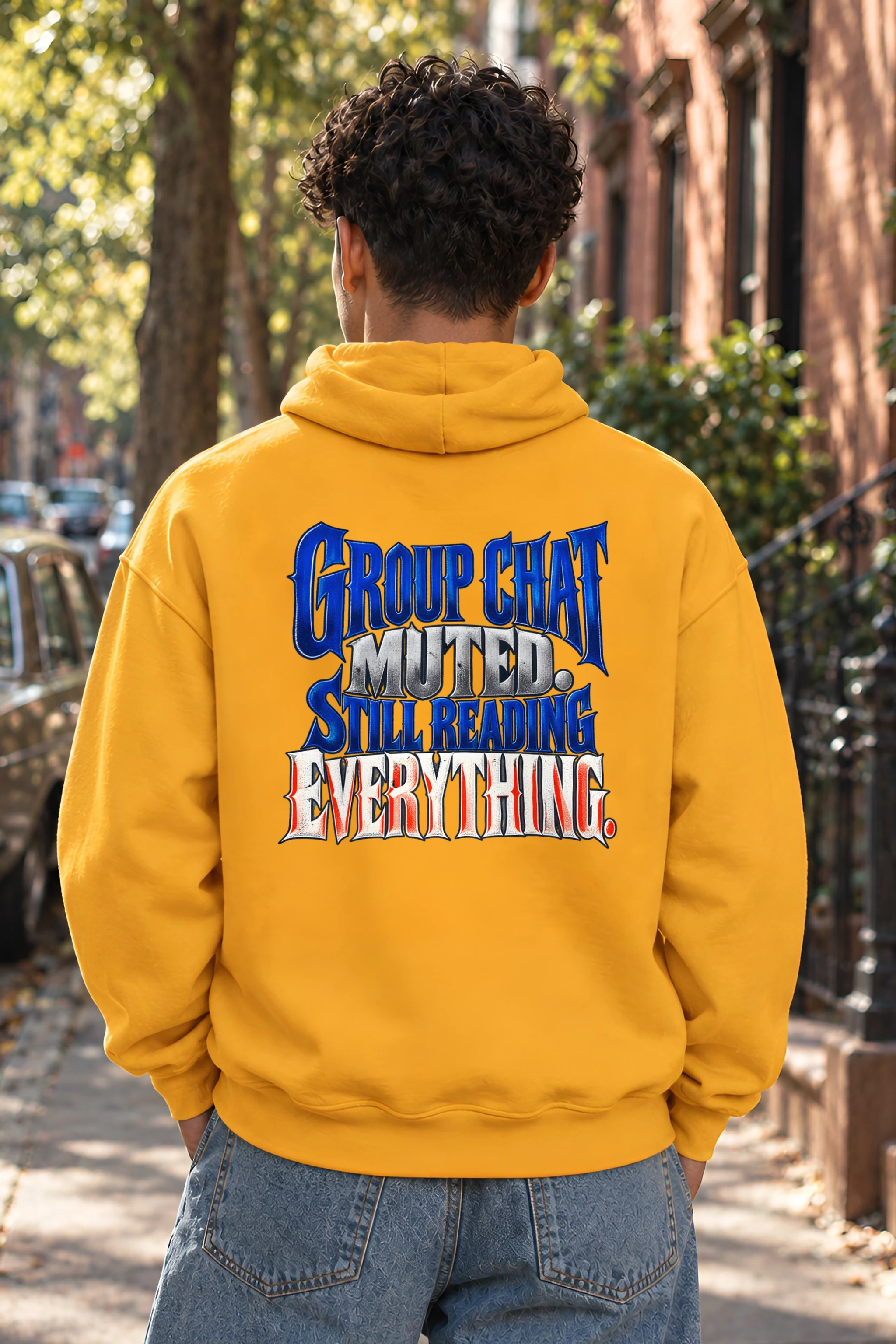 "Group Chat Muted Still Reading Everything" Heavy Blend Unisex Pullover Hoodie
