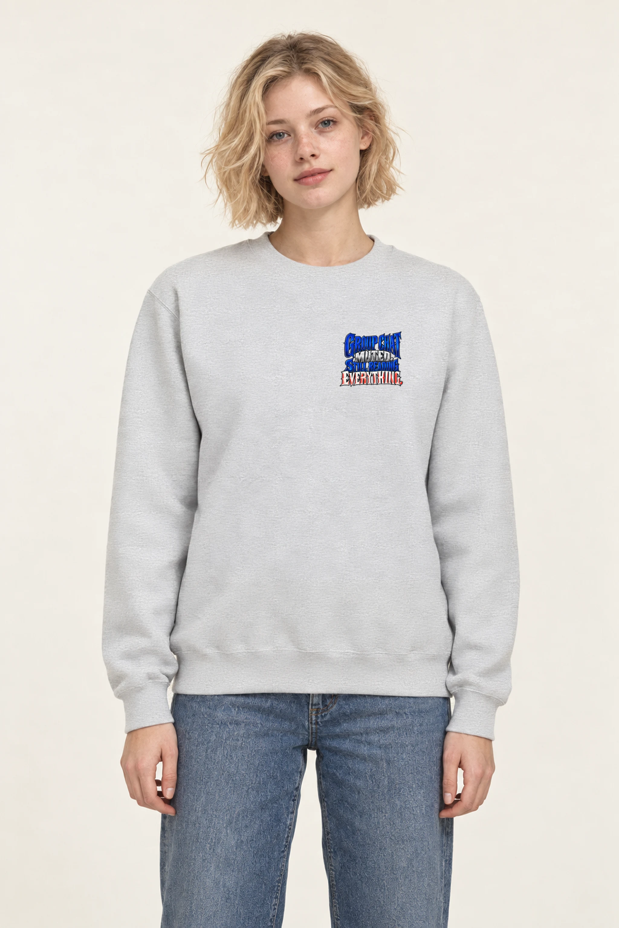 "Group Chat Muted Still Reading" Heavy Blend Unisex Crewneck Sweatshirt