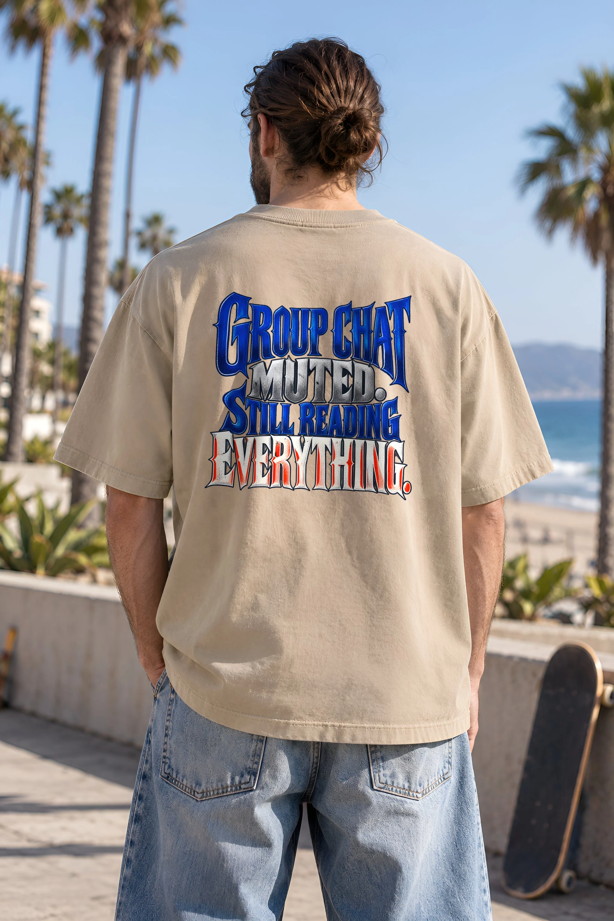 "Group Chat Muted Still Reading" Unisex Oversized Heavyweight Crewneck T-Shirt