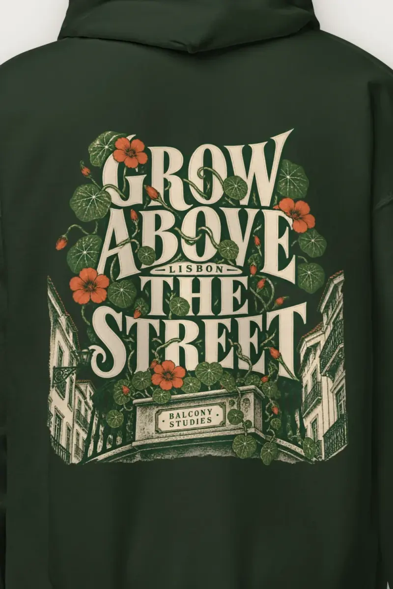 "Grow Above the Street" Heavy Blend Unisex Pullover Hoodie - the graphic up close