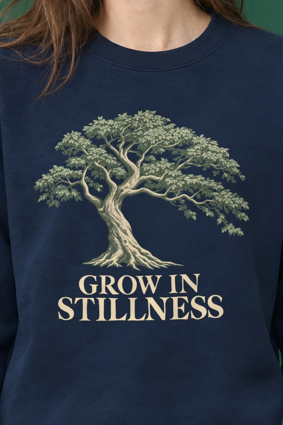 "Grow In Stillness" 1 Crewneck Sweatshirt - the graphic up close
