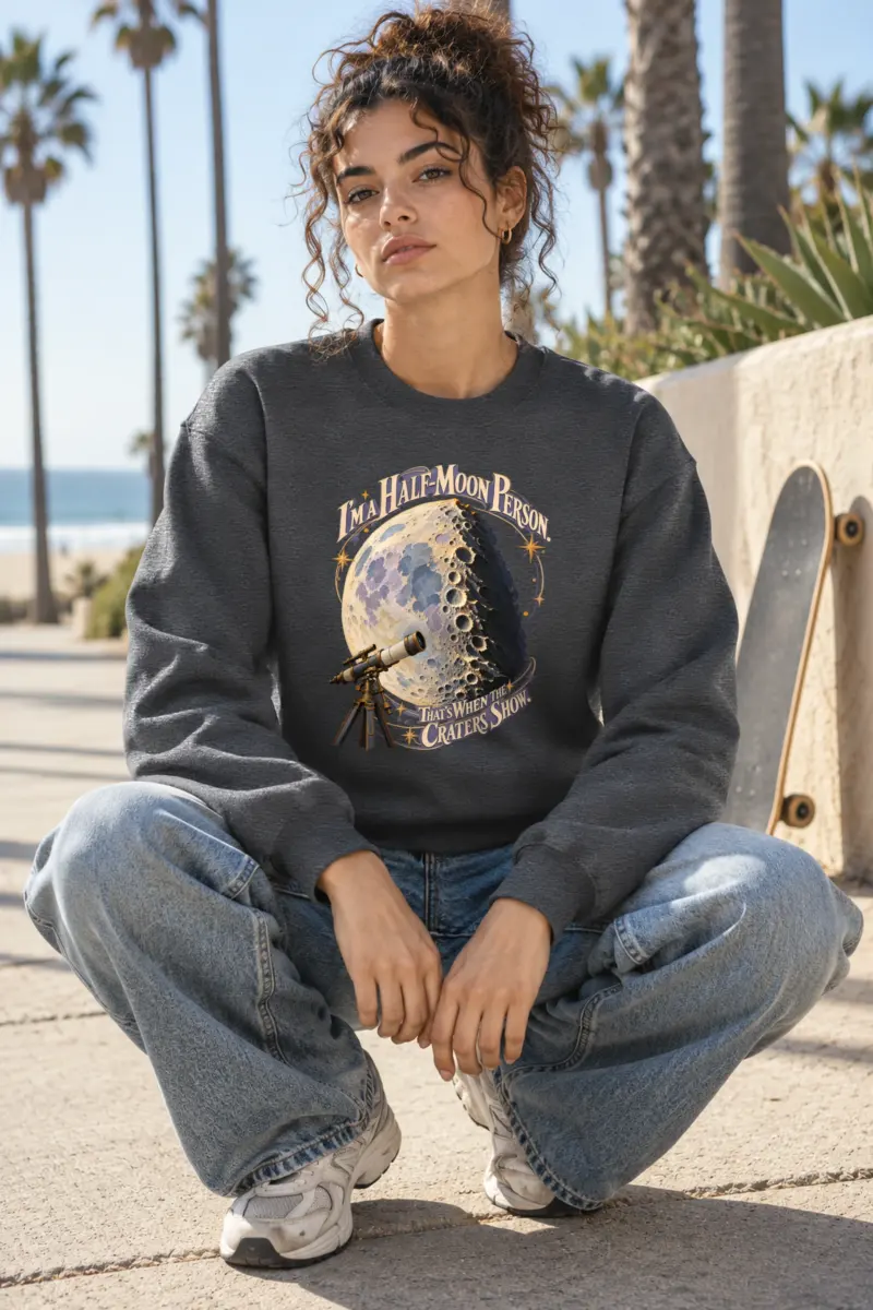 “Half-Moon Person” Heavy Blend Unisex Crewneck Sweatshirt